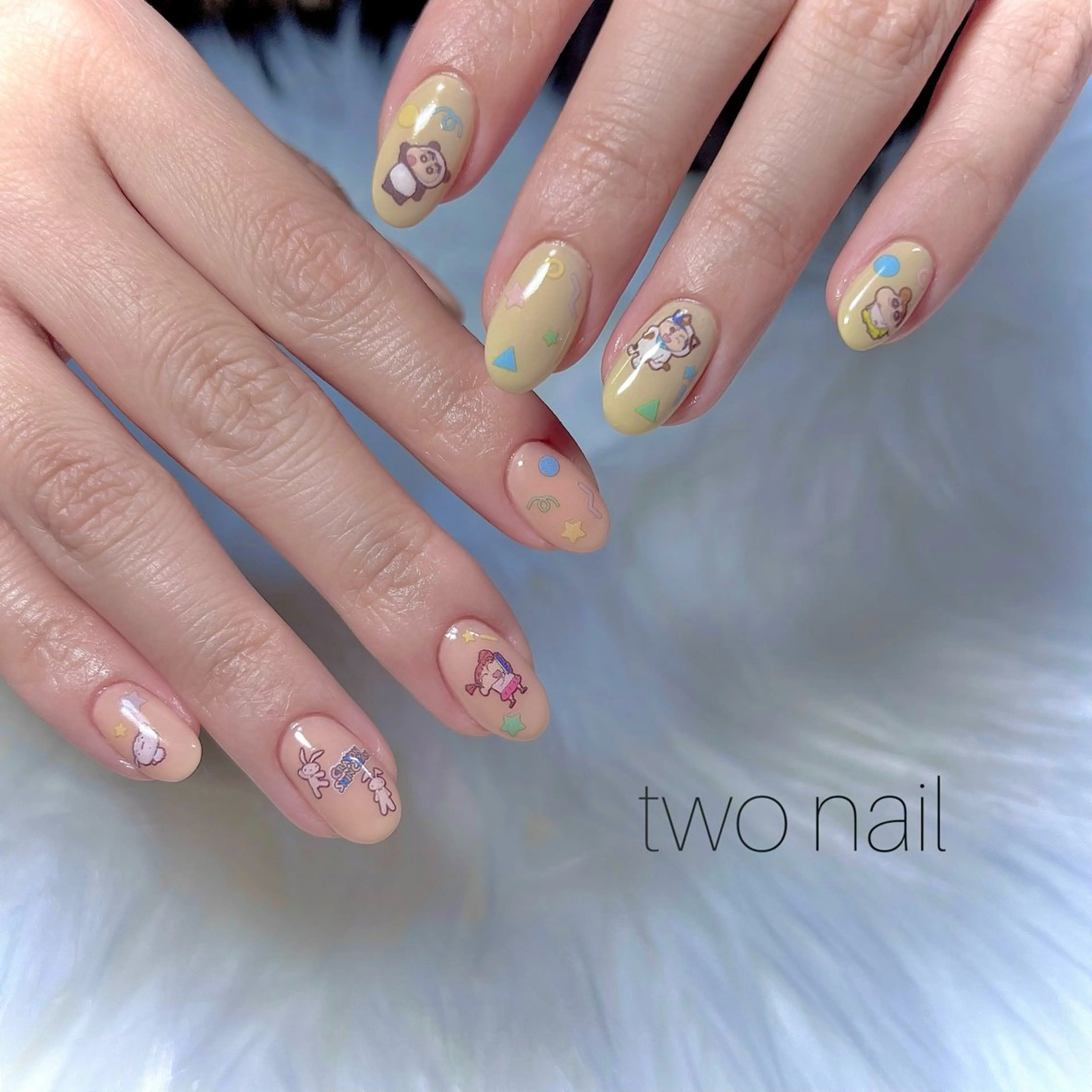 ネイル ネイルチップ ホワイト ハンドネイル two nailのネイルデザイン