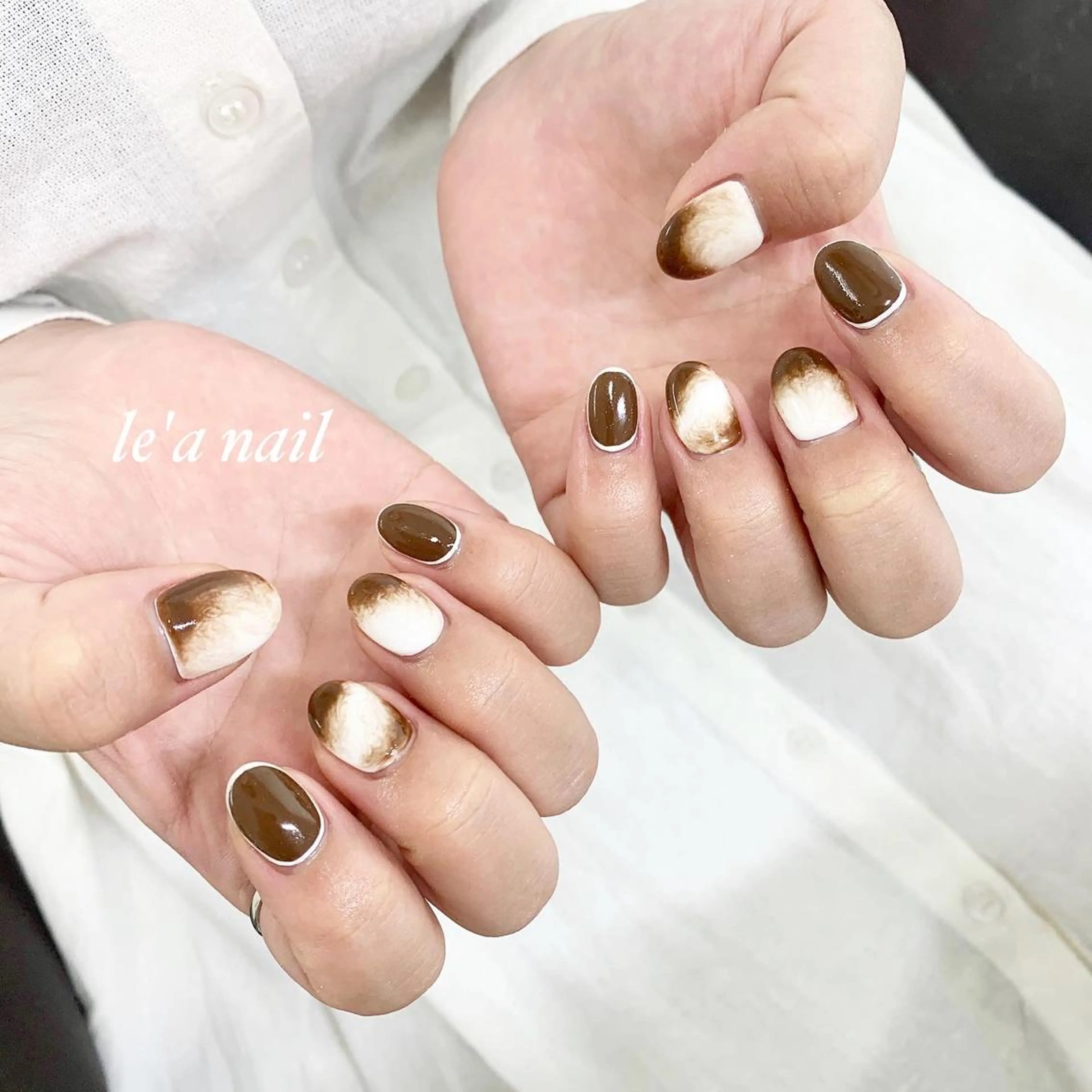 ネイル ブラウン ニュアンスネイル pu muのネイルデザイン