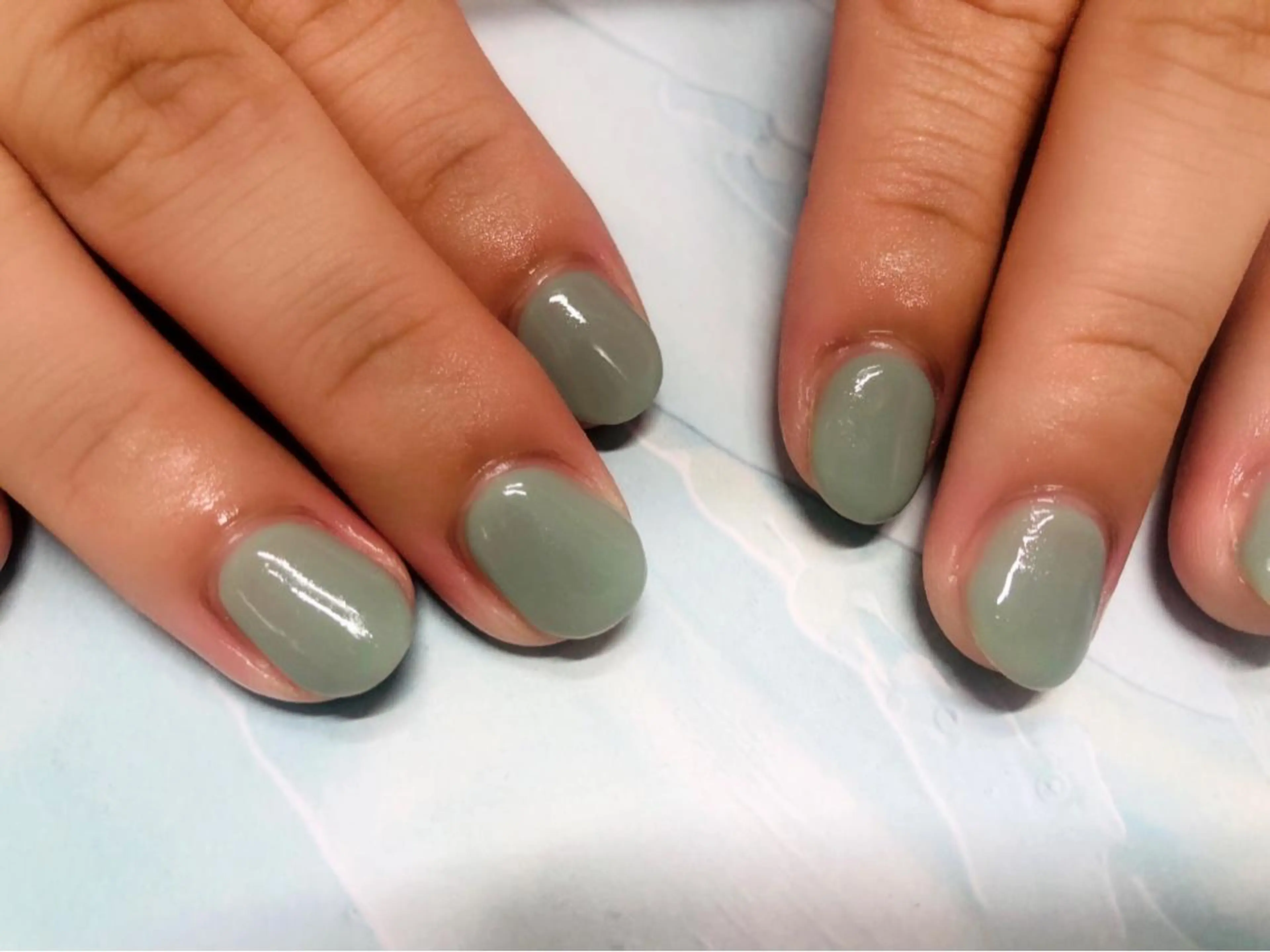 ネイル グリーン ハンドネイル Mogu nail 二子玉川のネイルデザイン