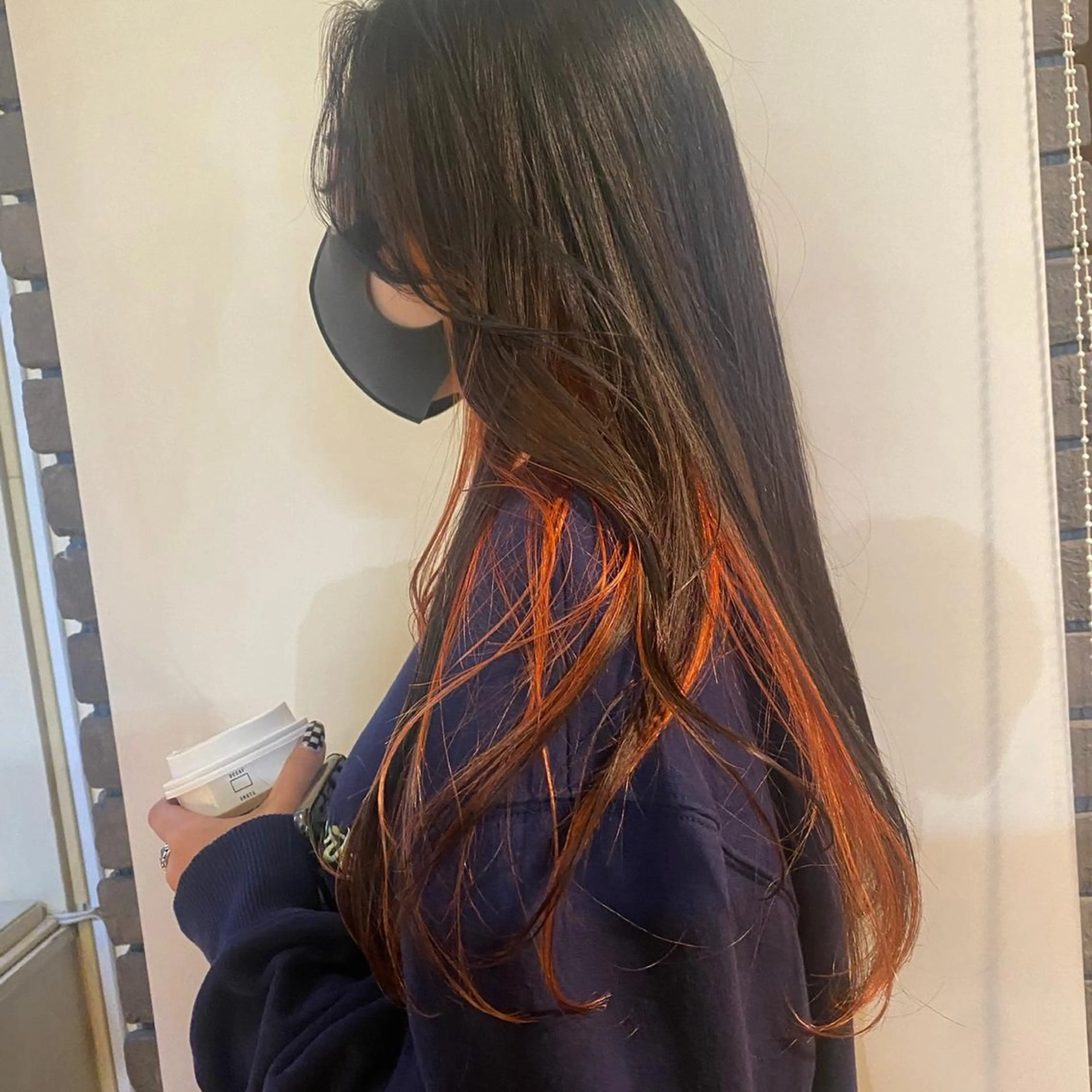 ロング カラー ヘアアレンジ メンズ キッズ ネイル マツエク・マツパ メンズインナーカラー インナーカラー オレンジ カラーマツエク オレンジ GIVET (ジヴェ)所属・撮影モデル募集 🦋soemikaのヘアスタイル
