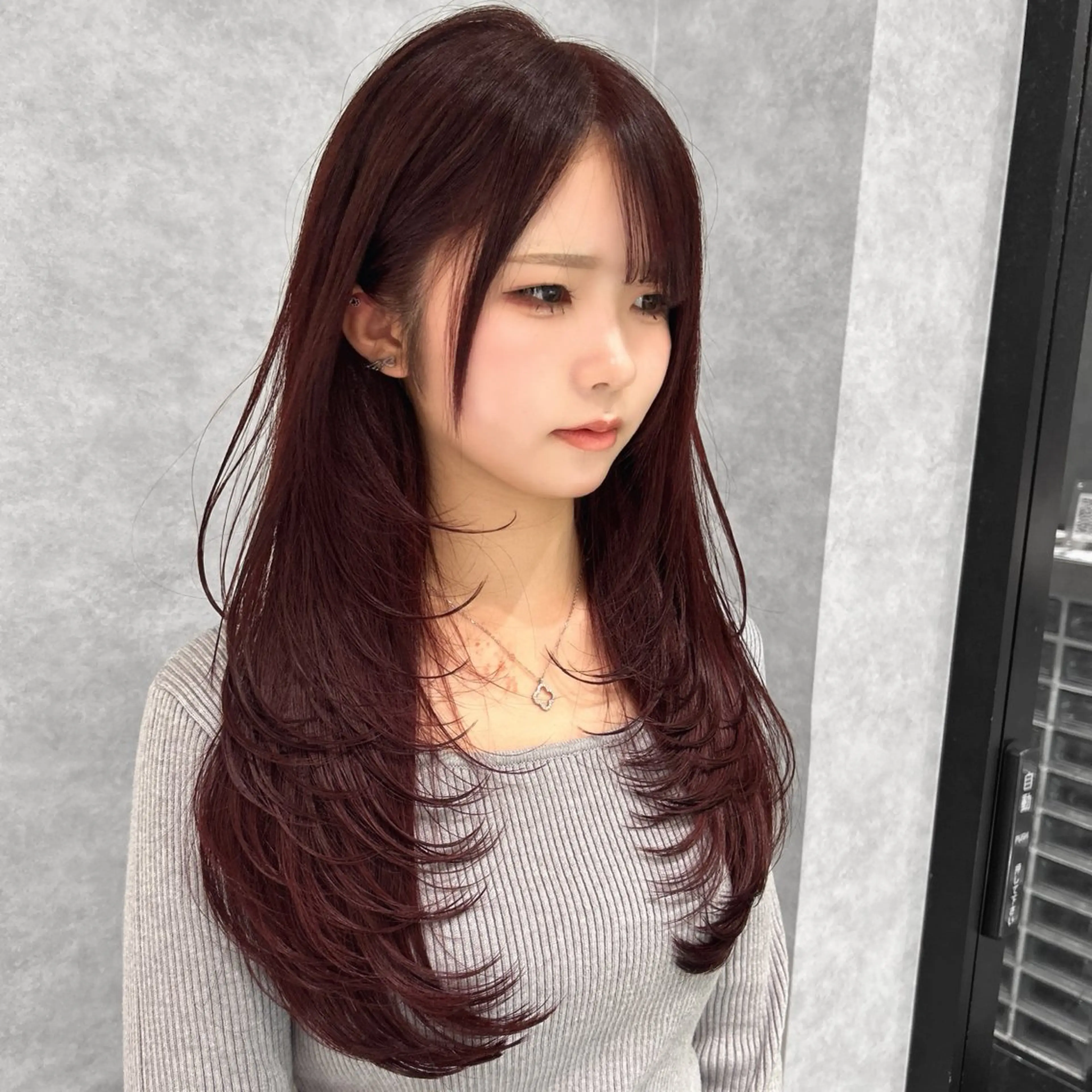 【🍁ワイン・カシス・ラベンダー暖色限定🍷】ブリーチ無しWカラー+内部補修トリートメントの写真