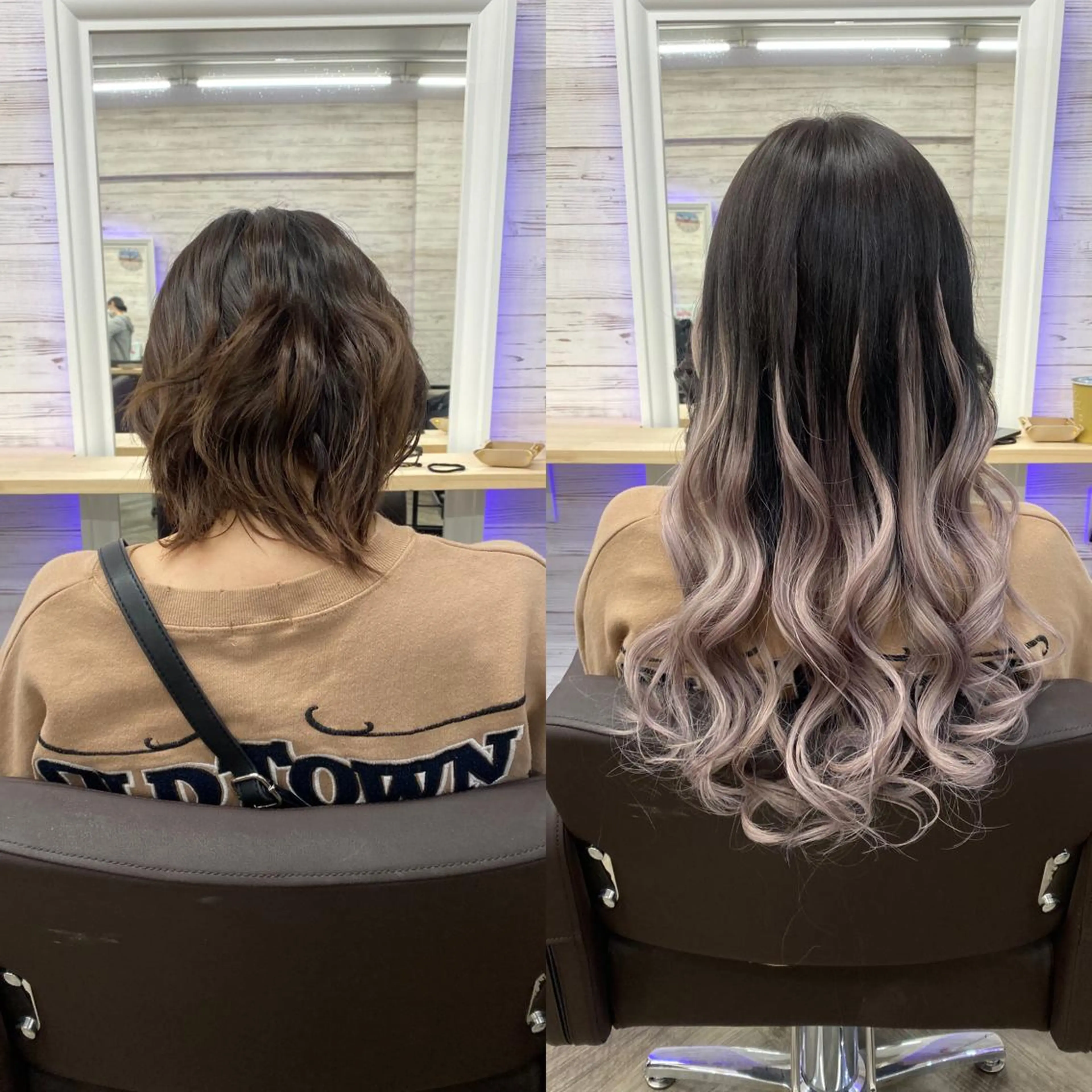 セミロング カラー ヘアアレンジ ショートボブ 編み込みエクステ シールエクステ セミロングパーマ バレイヤージュ LAVENDIA Azabu所属・LAVENDIA 初音のヘアスタイル
