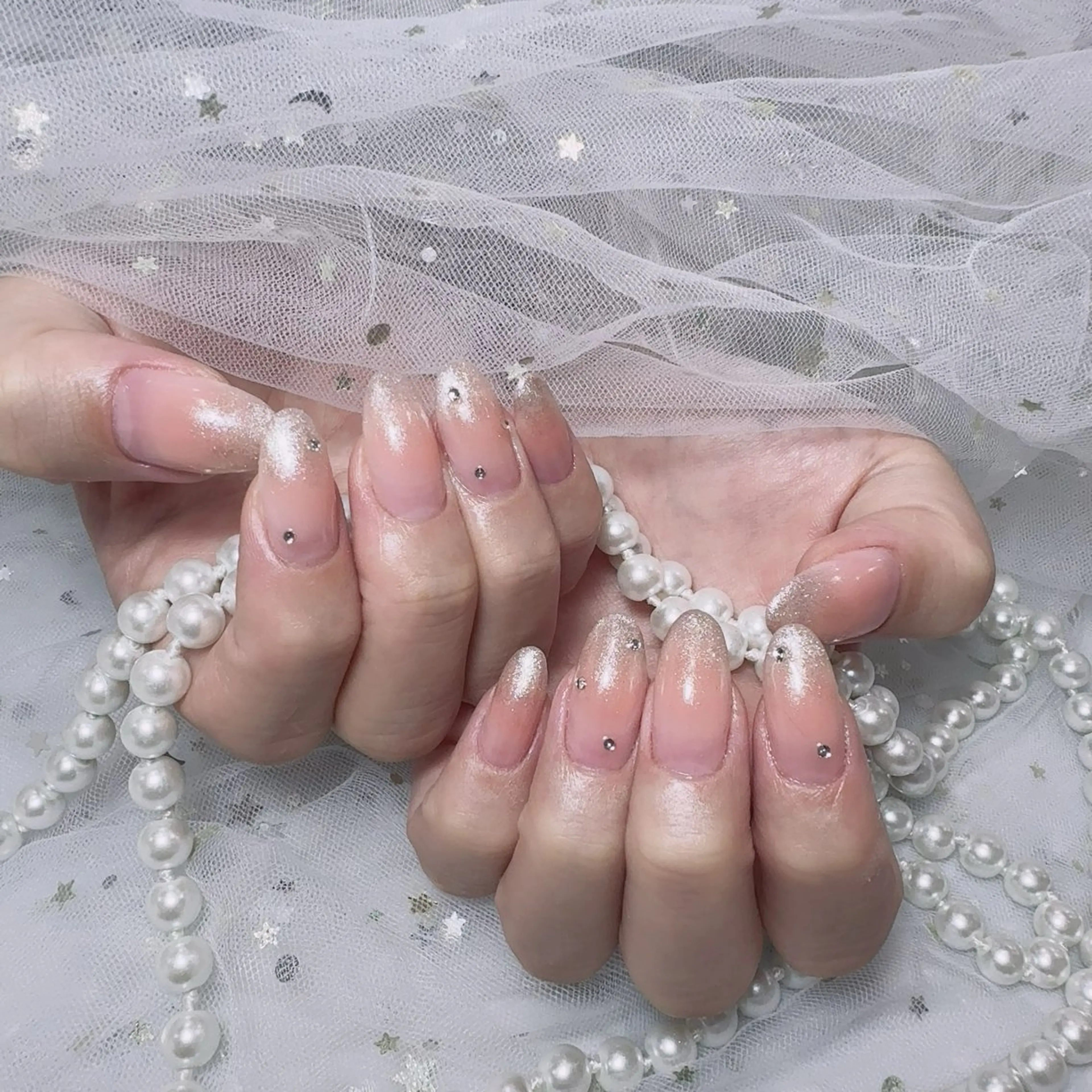 ネイル アートネイル フラッシュネイル フレンチネイル ジェルネイル ガラスフレンチ You&Me Yukiのネイルデザイン