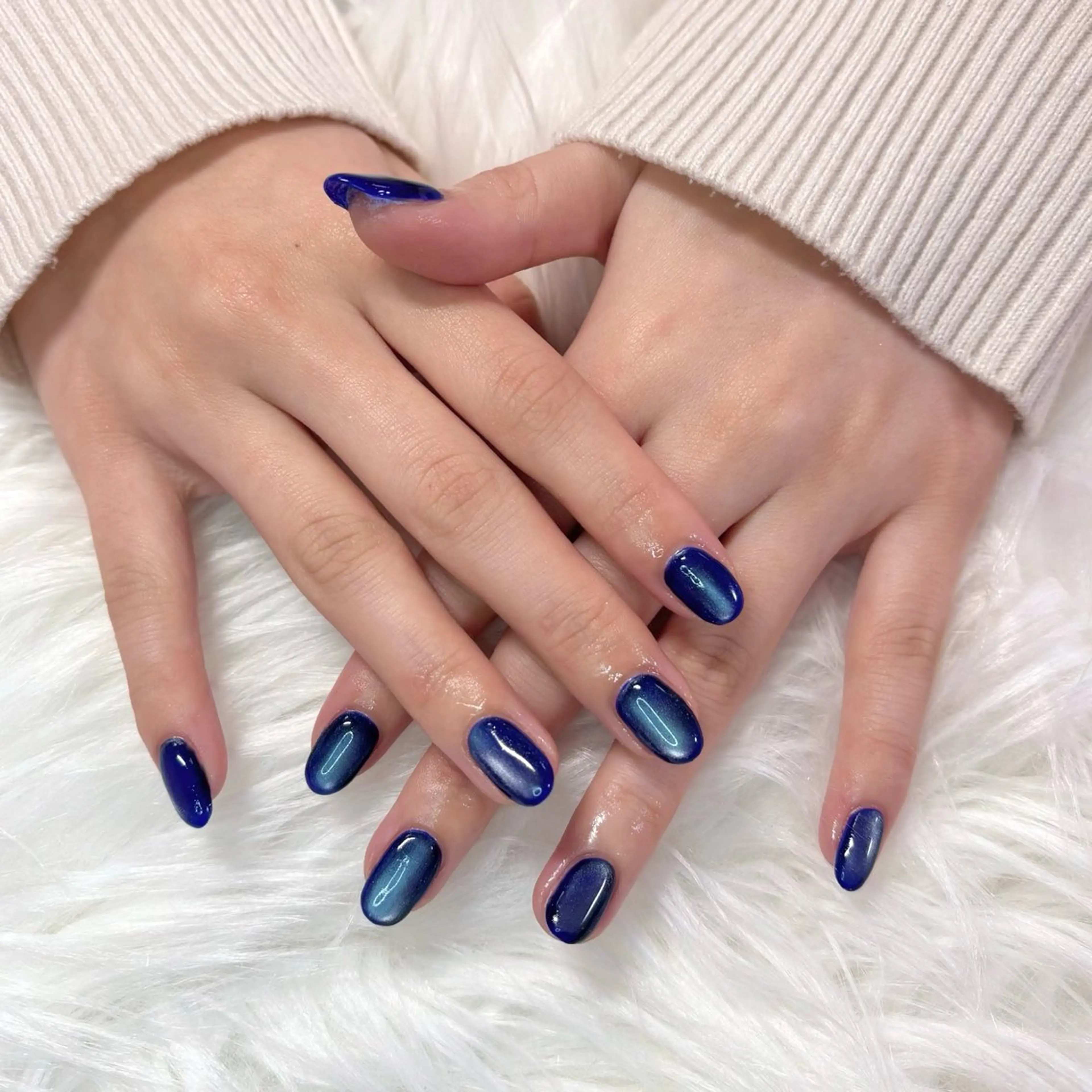 ネイル ブルー マグネットネイル ハンドネイル Noix nailのネイルデザイン