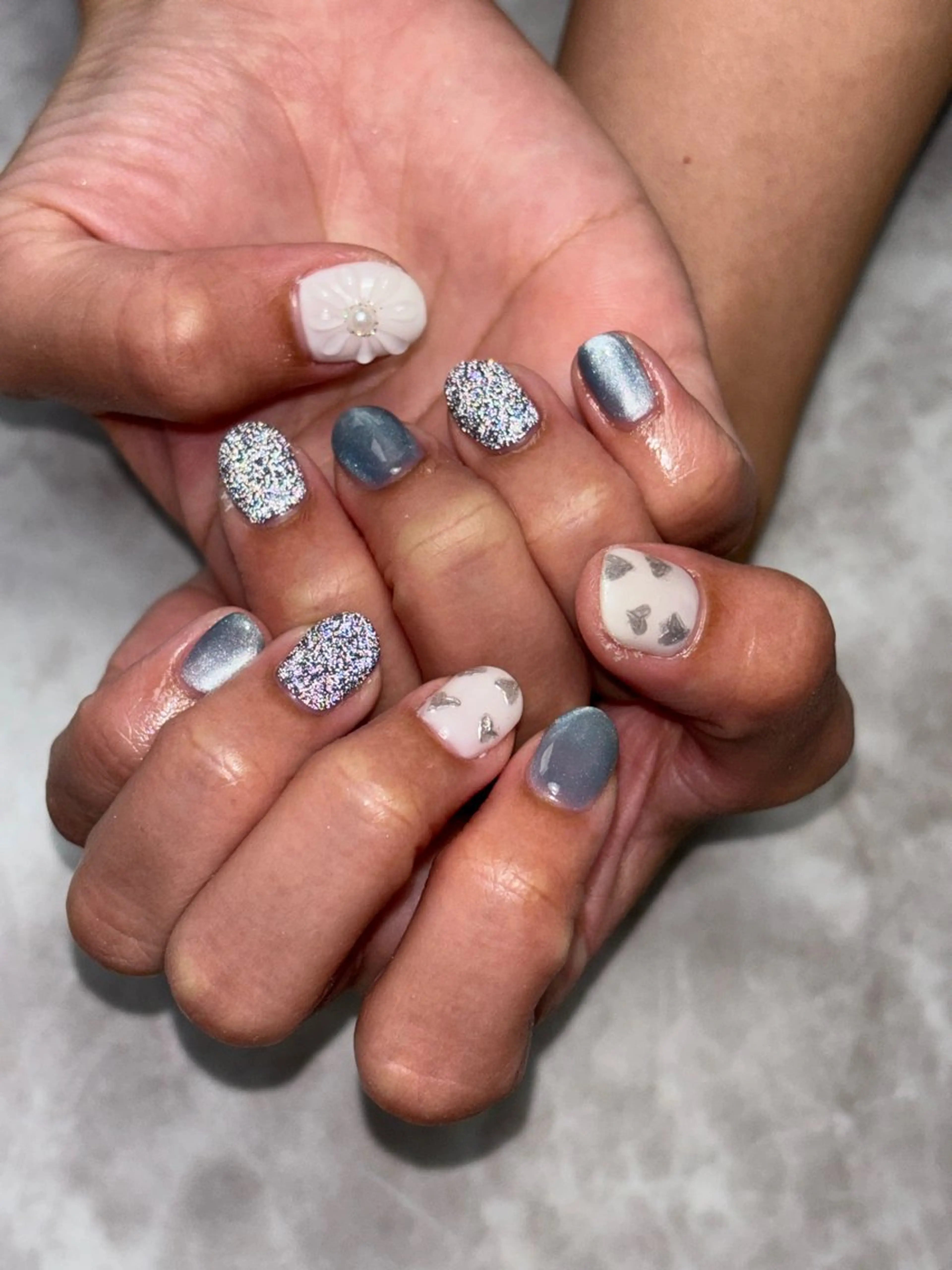 ネイル アートネイル フラッシュネイル ハート マグネットネイル ミラーネイル ジェシー ネイルのネイルデザイン