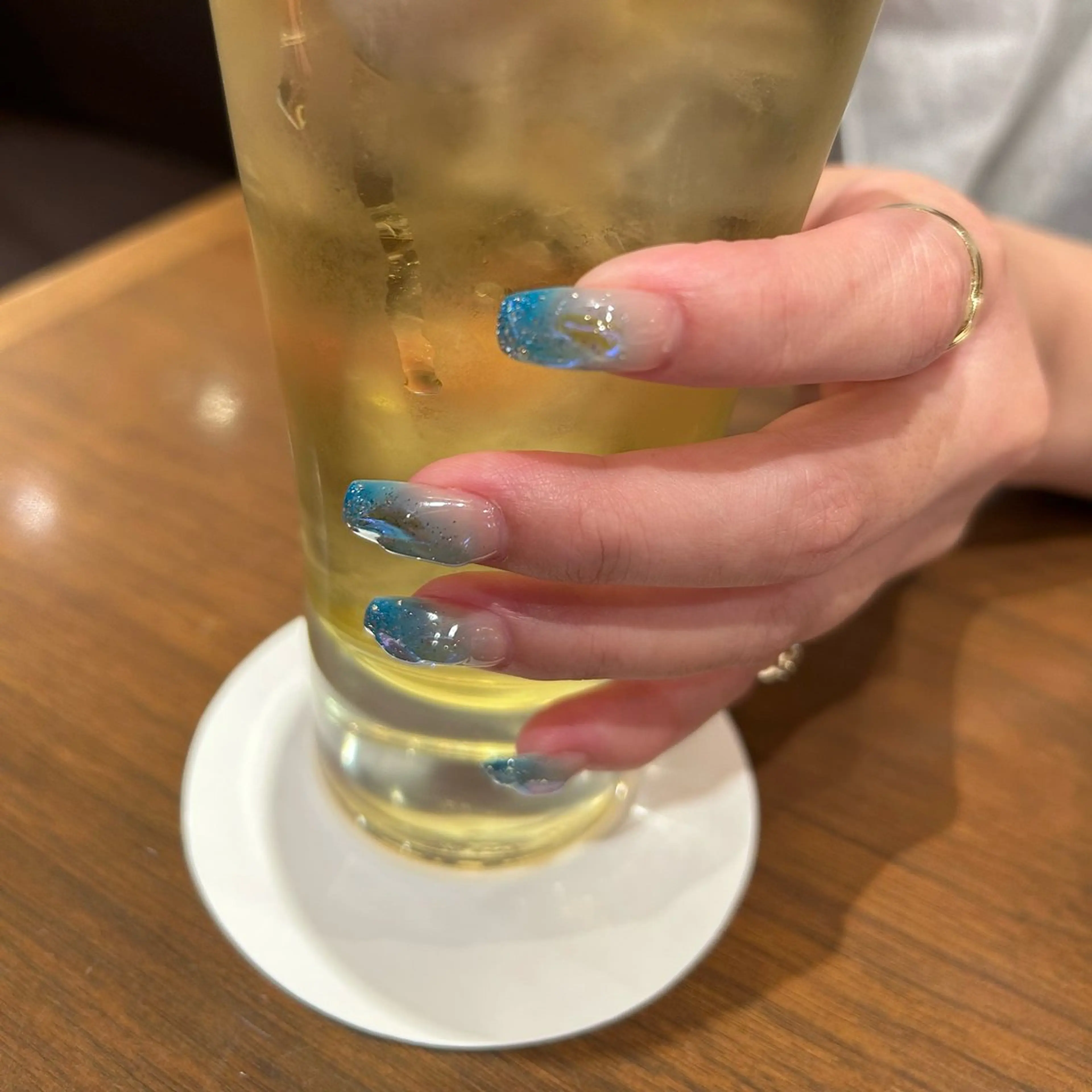 ネイル ブルー 氷ネイル・うるうるネイル ハンドネイル パラあり！フィルイン 推しネイル大歓迎！のネイルデザイン