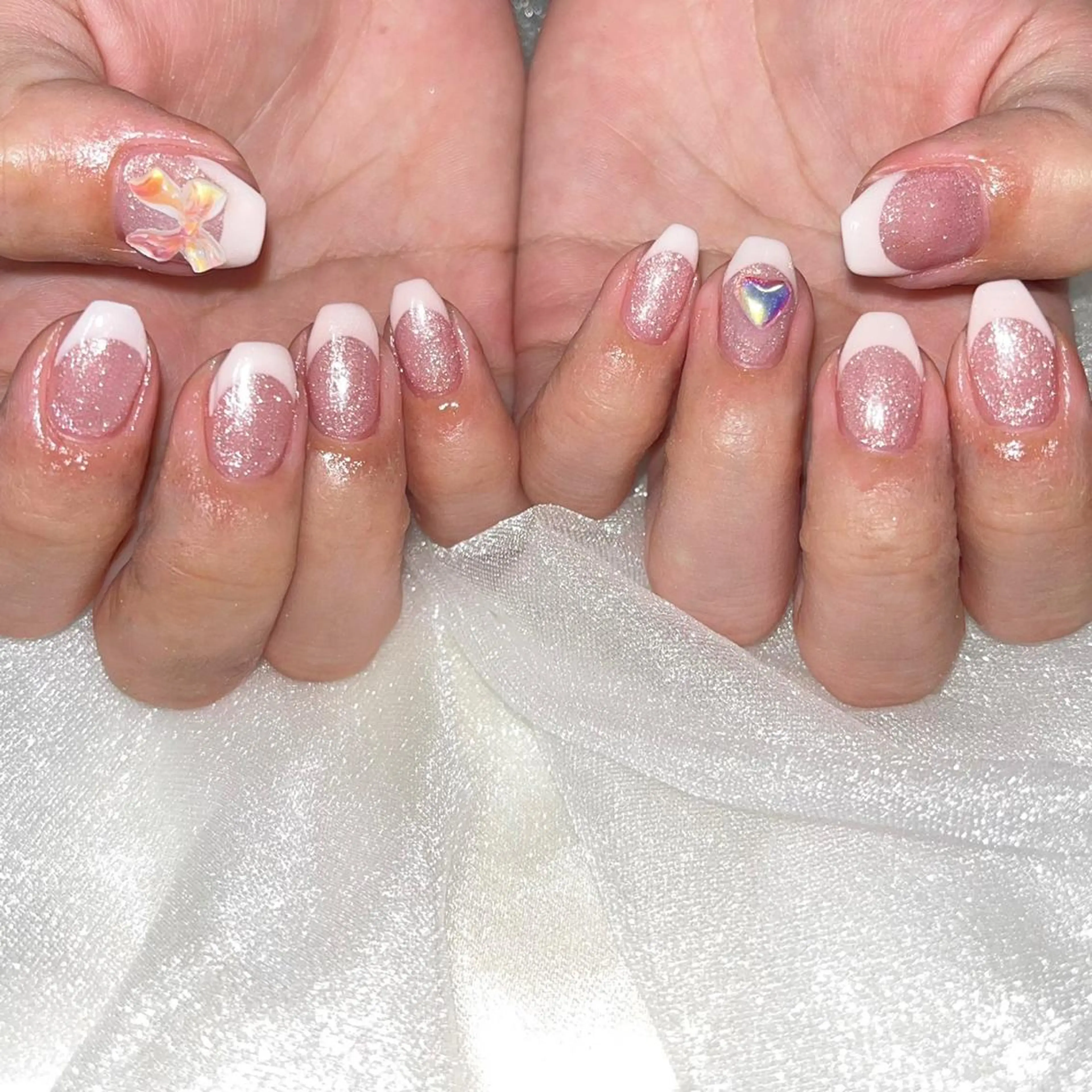 ネイル オーロラネイル クリアネイル フレンチネイル ガーリー 氷ネイル・うるうるネイル Salon Ｋのネイルデザイン