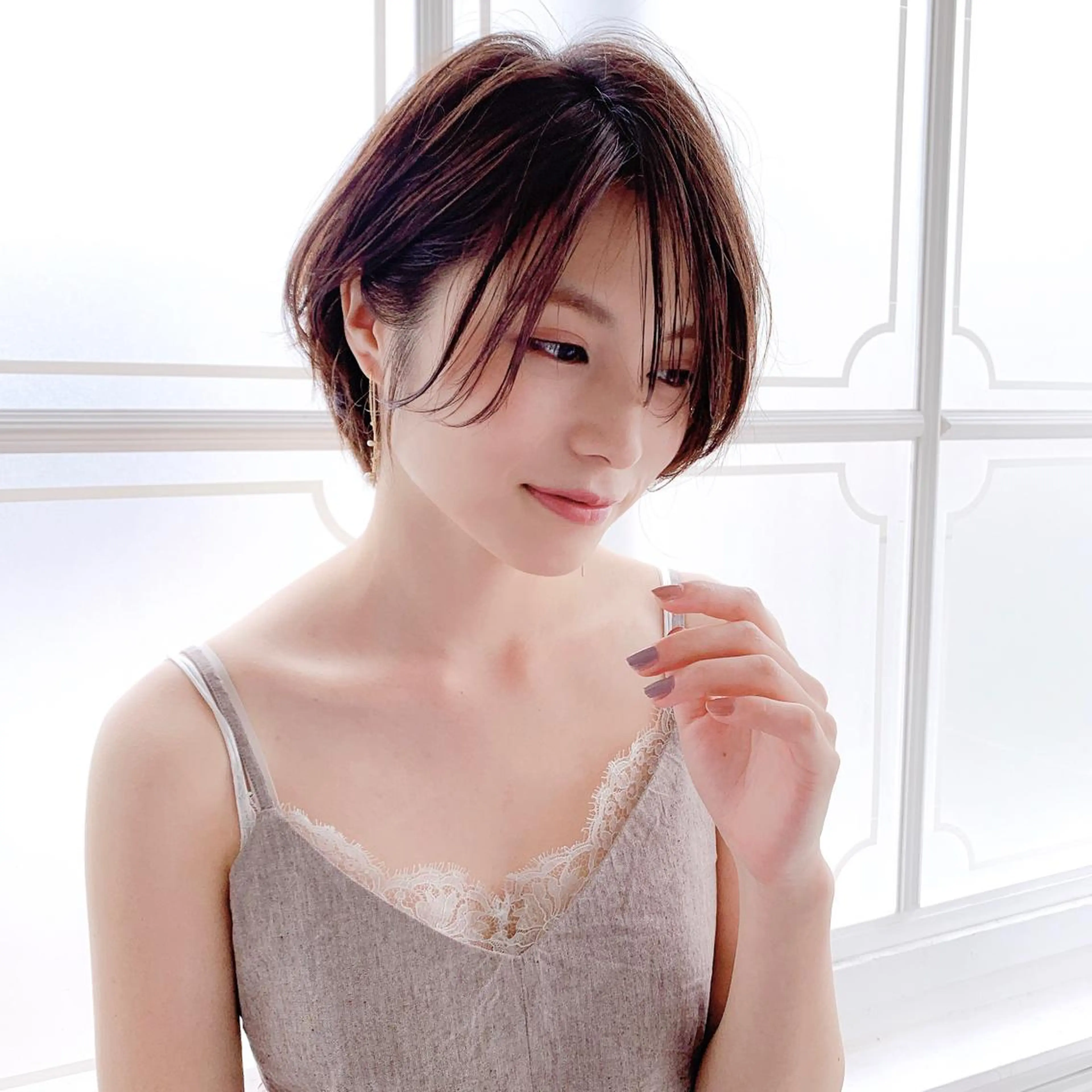 ショート カラー ヘアアレンジ 丸みショート ショートヘア JYUNESU表参道所属・似合わせhair🔸 アサダ　タカコ🔸のヘアスタイル