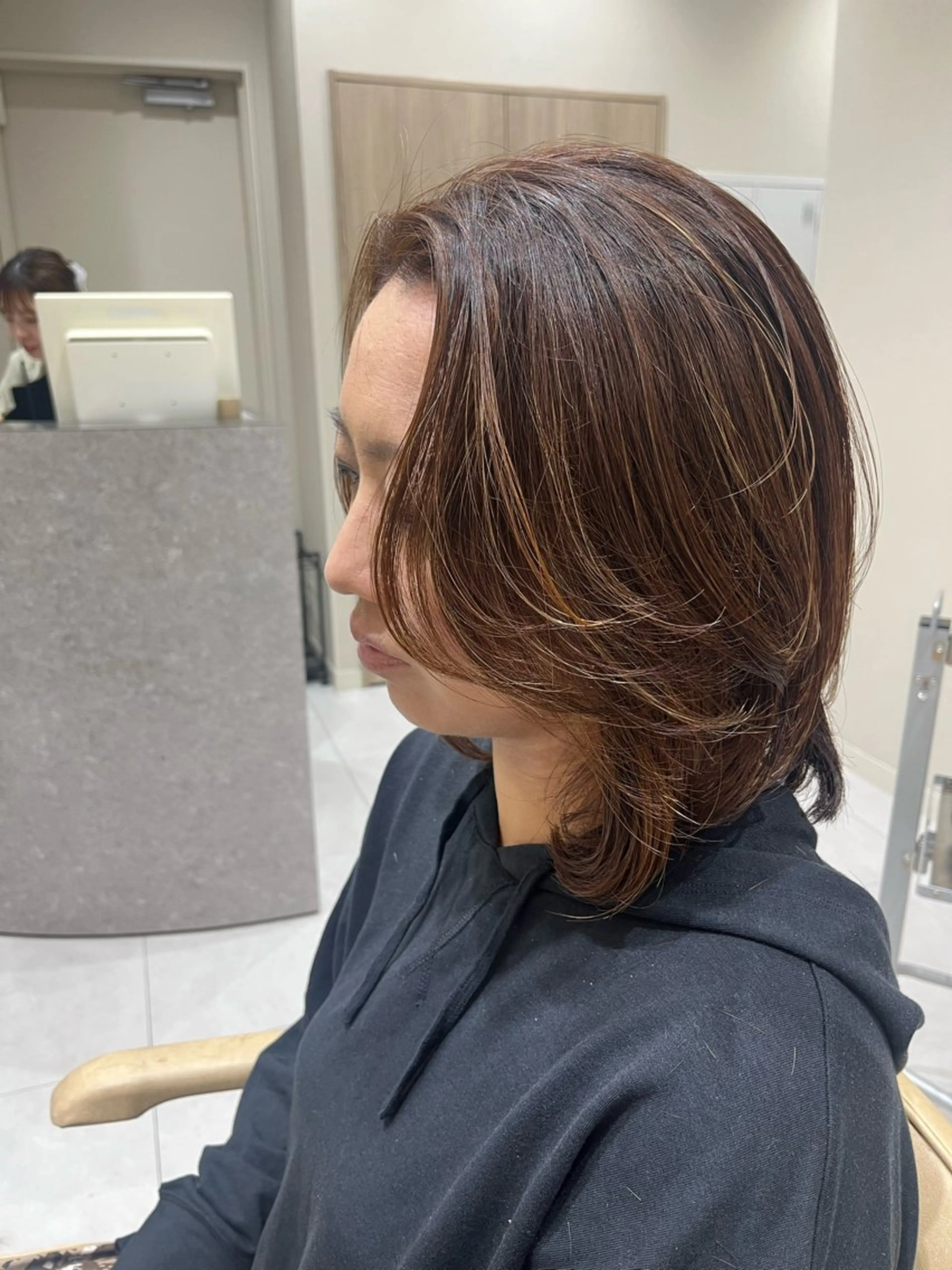 セミロング カラー パーマ ブリーチ くせ毛 ストレートパーマ カット 縮毛矯正 Ken 縮毛矯正/韓国風ヘアのヘアスタイル