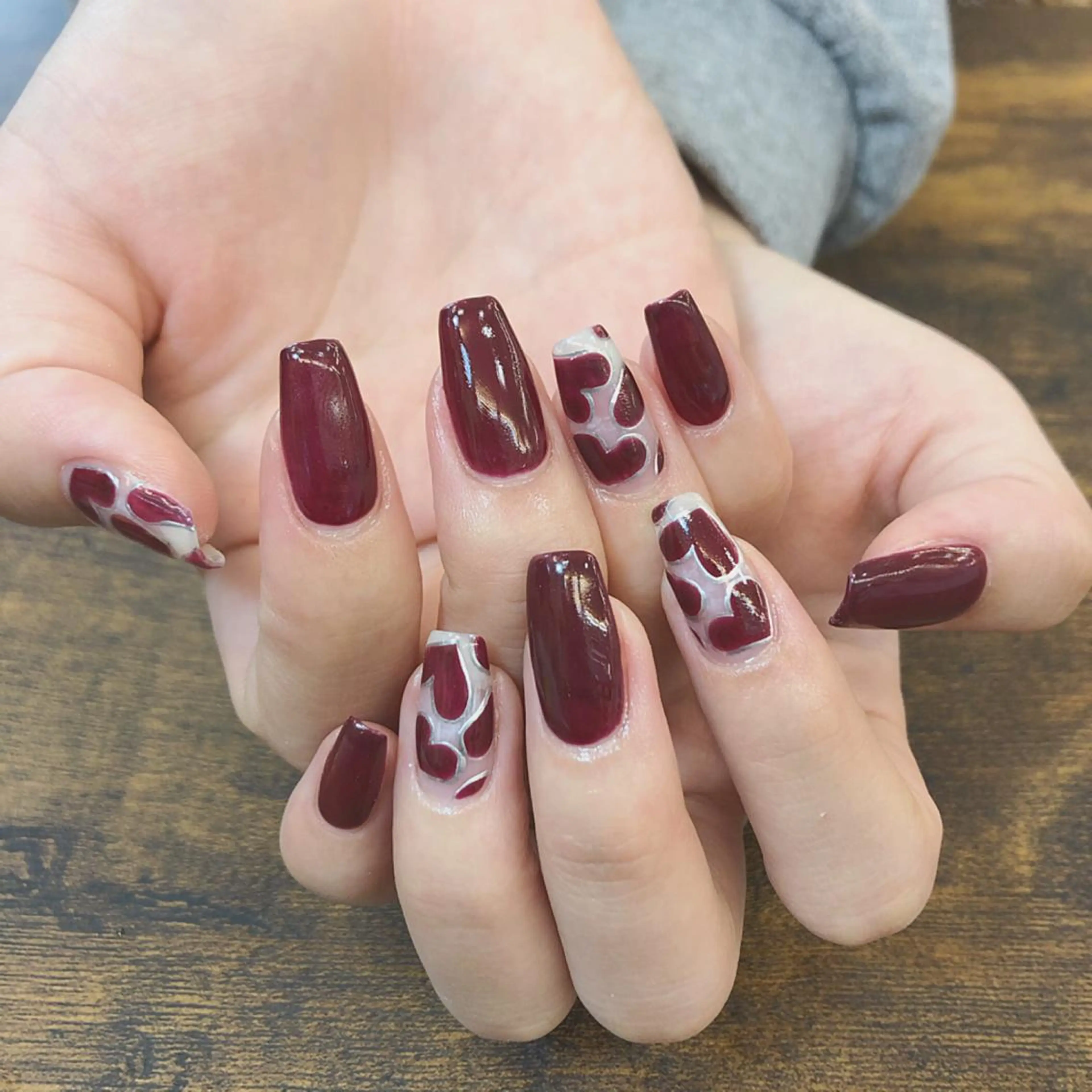 ネイル クリアネイル ハート 持ち込み ueki junのネイルデザイン