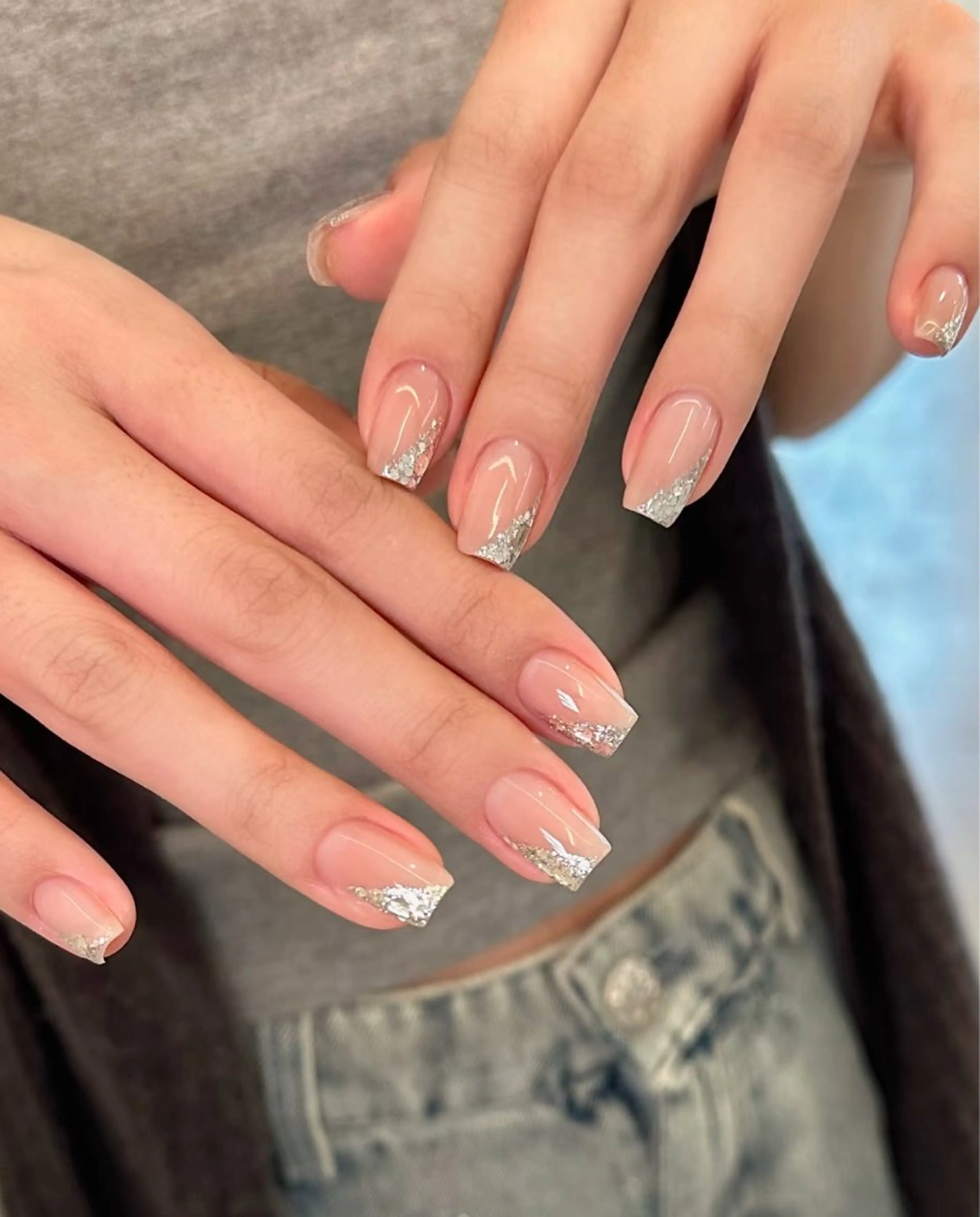 ネイル アートネイル オーロラネイル チークネイル フレンチネイル ガラスフレンチ ハンドネイル 🎀🎀YooLi Nail Salonのネイルデザイン