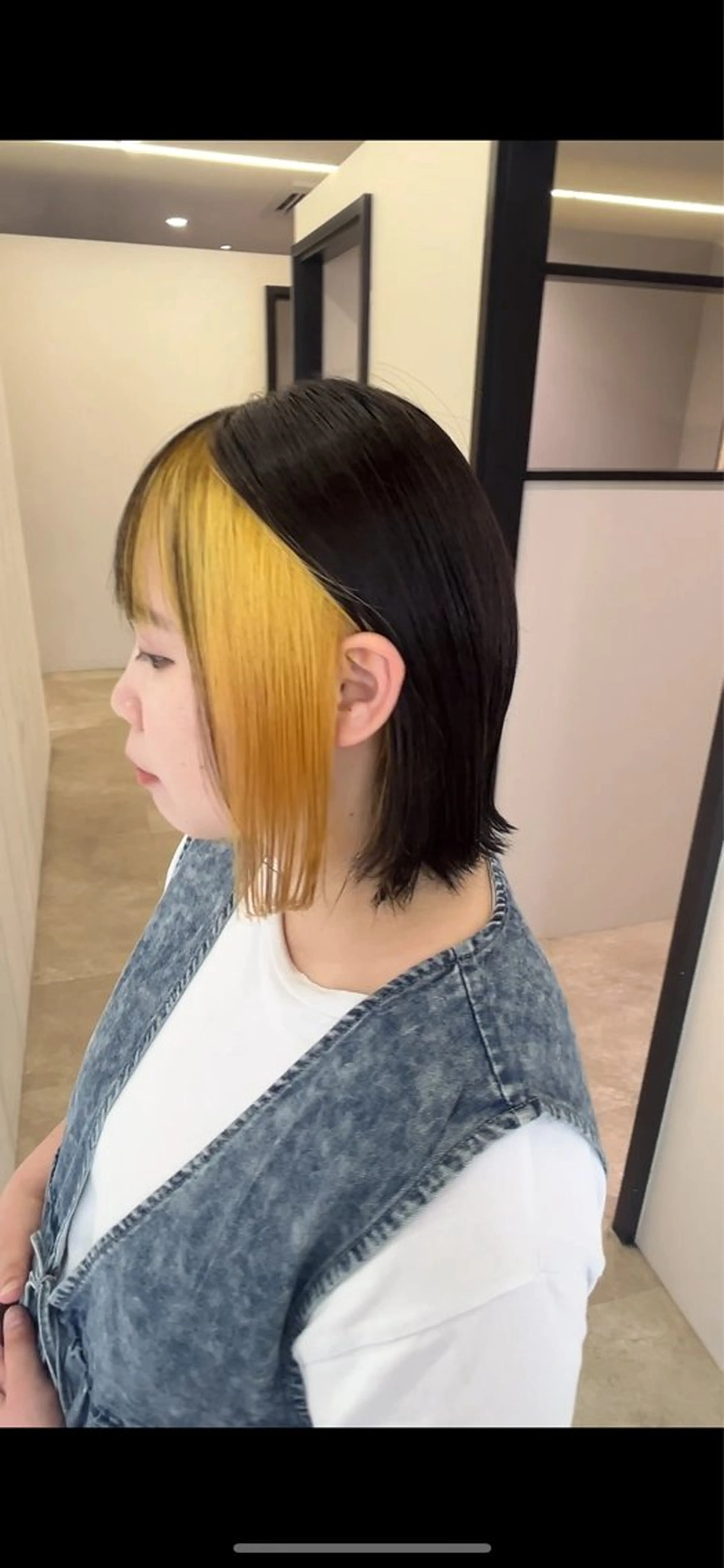 ミディアム ヘアカラー 平日カットモデル 高岡/山崎開世のヘアスタイル