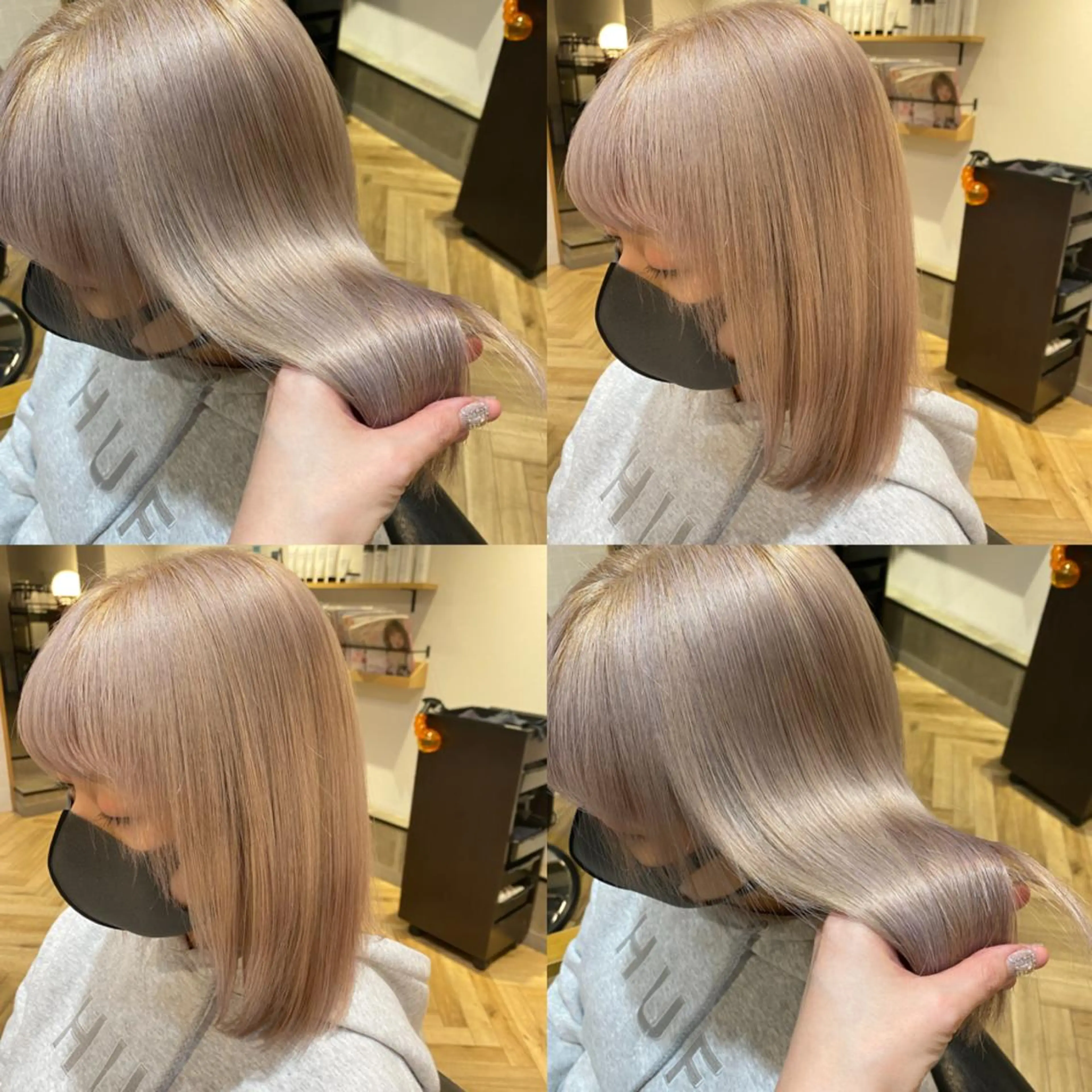 セミロング カラー シルバー ホワイトシルバー 艶カラー/韓国顔周り 🎀mamiのヘアスタイル