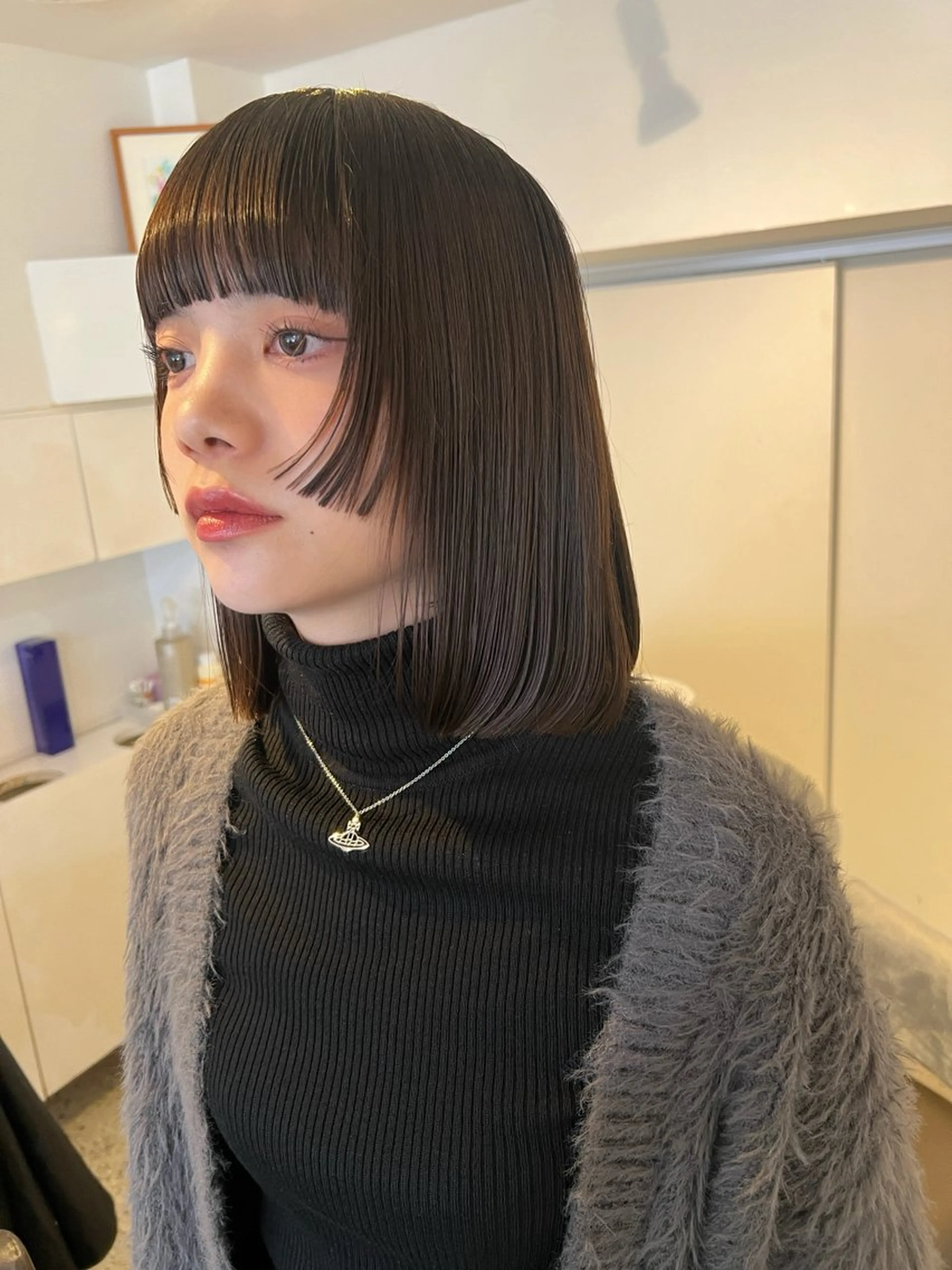 ミディアム カット ヘアカラー ボブ/透明感カラー Fukaのヘアスタイル