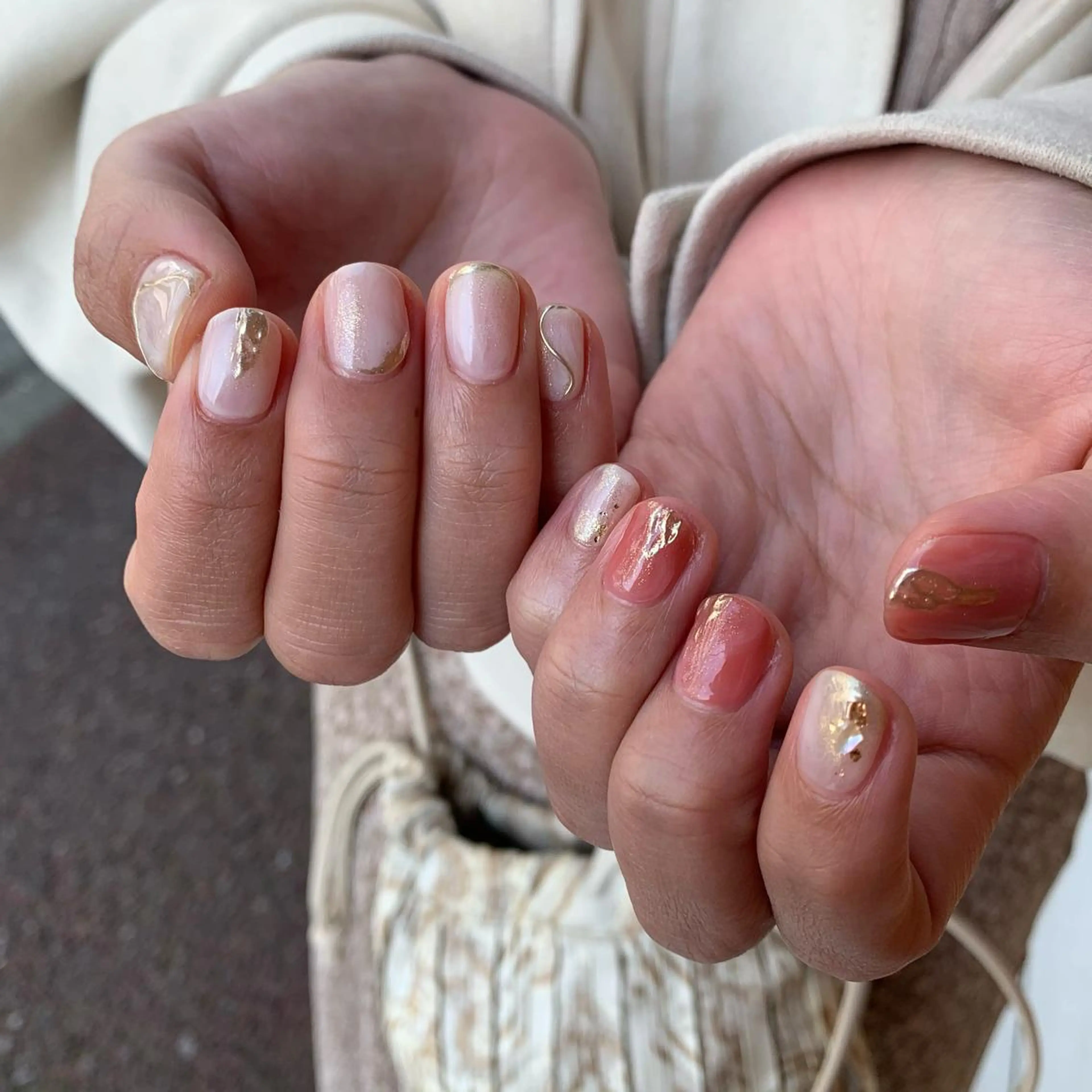 ネイル 持ち込み オレンジ ピンク 鈴木 まゆのネイルデザイン