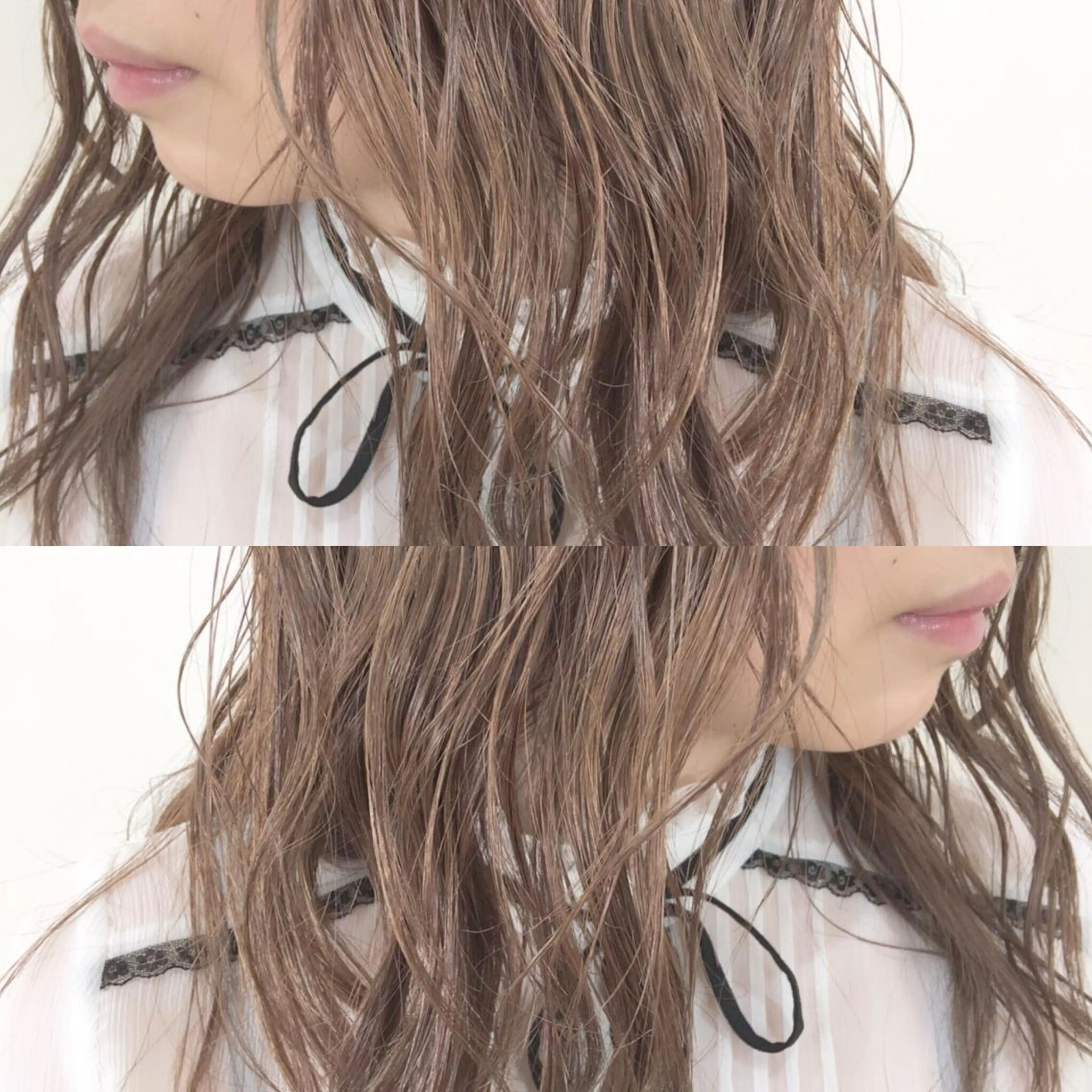 セミロング カラー パーマ ヘアアレンジ アッシュ ベージュカラー エグチ アキラのヘアスタイル