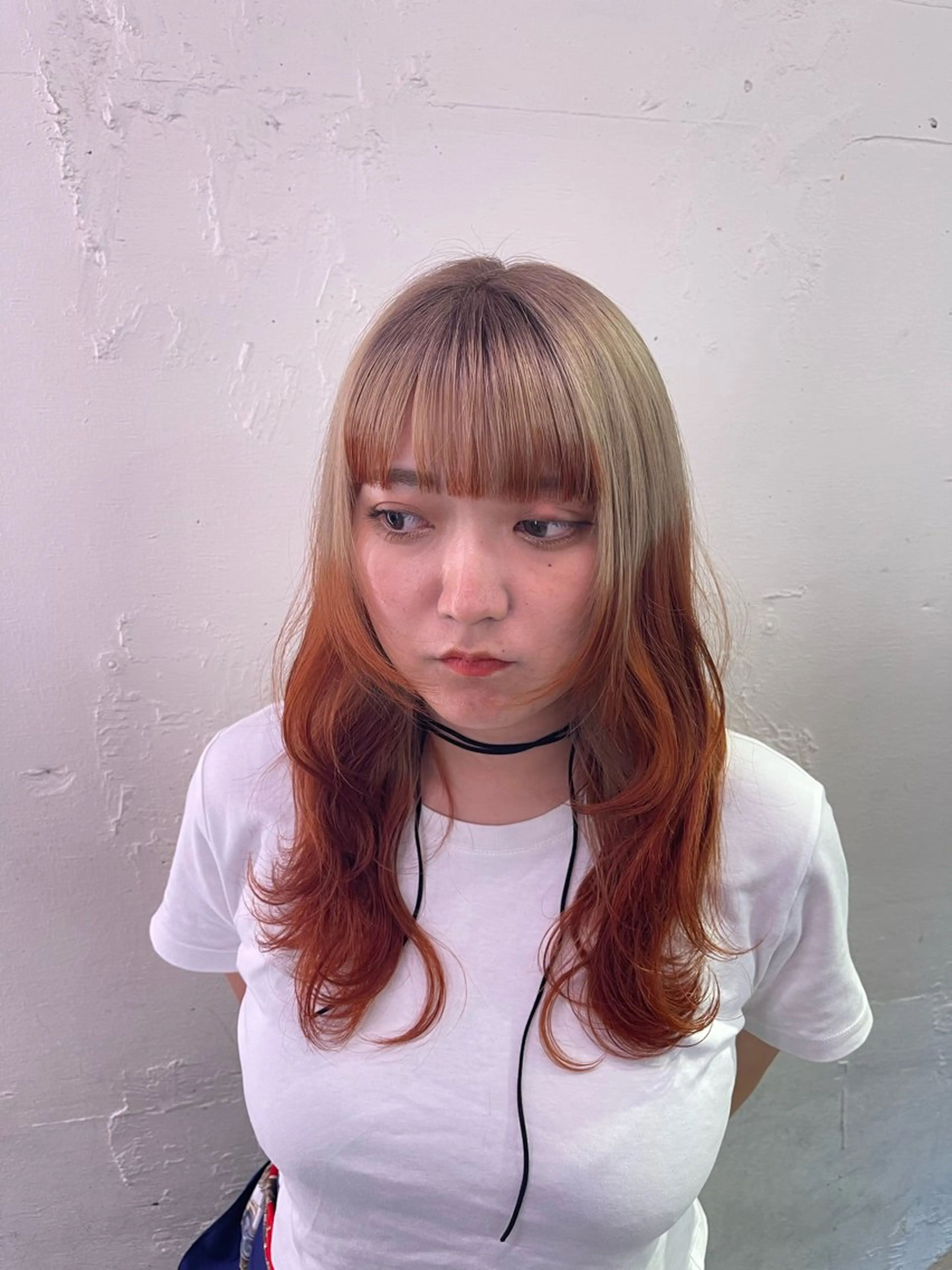 ロング ヘアカラー トリートメント SALOWIN渋谷caldo店所属・SERINA/ウルフ 、デザインカラーのヘアスタイル