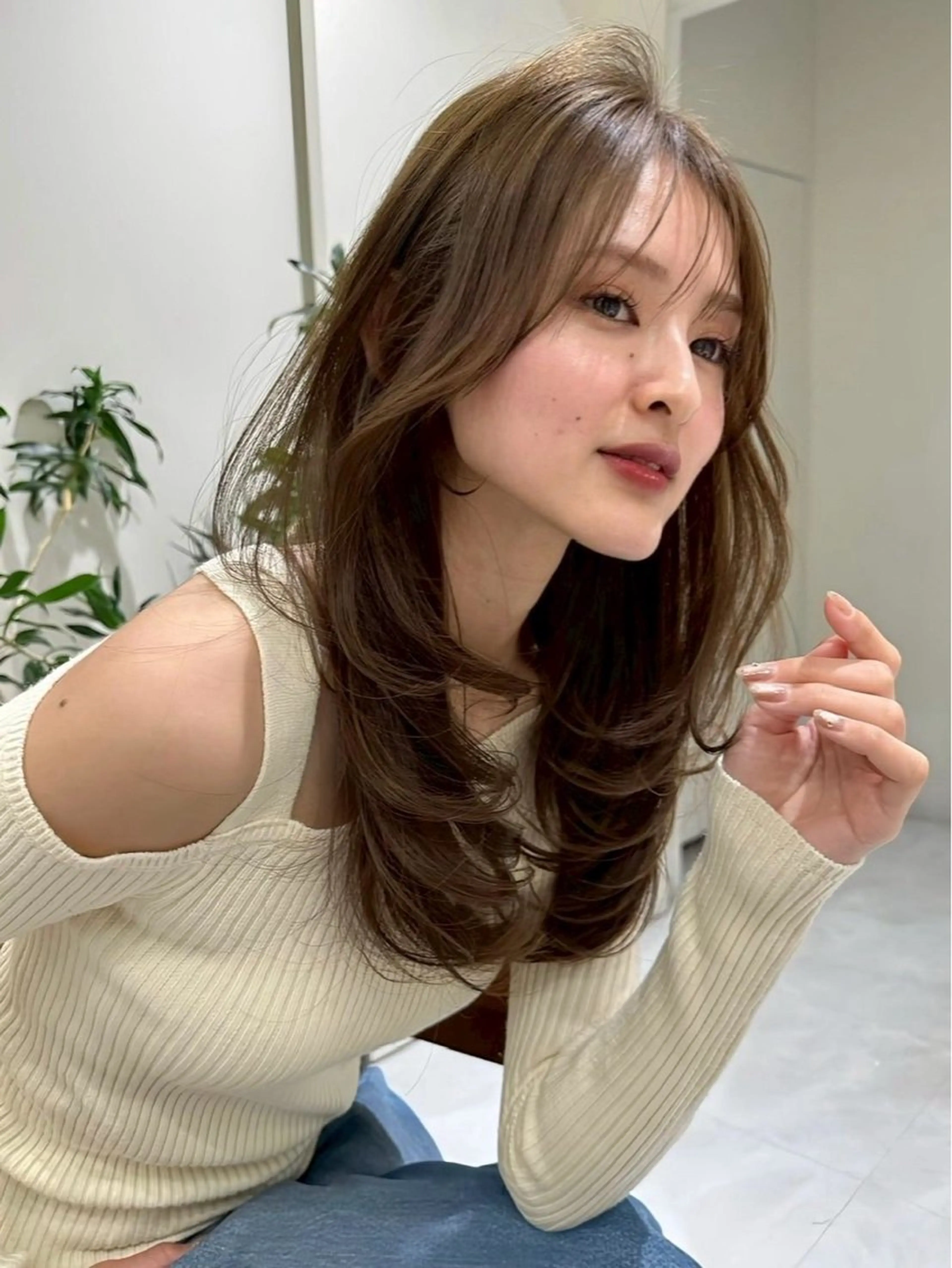 ロング カラー ヘアカラー トリートメント 🇰🇷韓国レイヤー ハイトーン/暖色のヘアスタイル