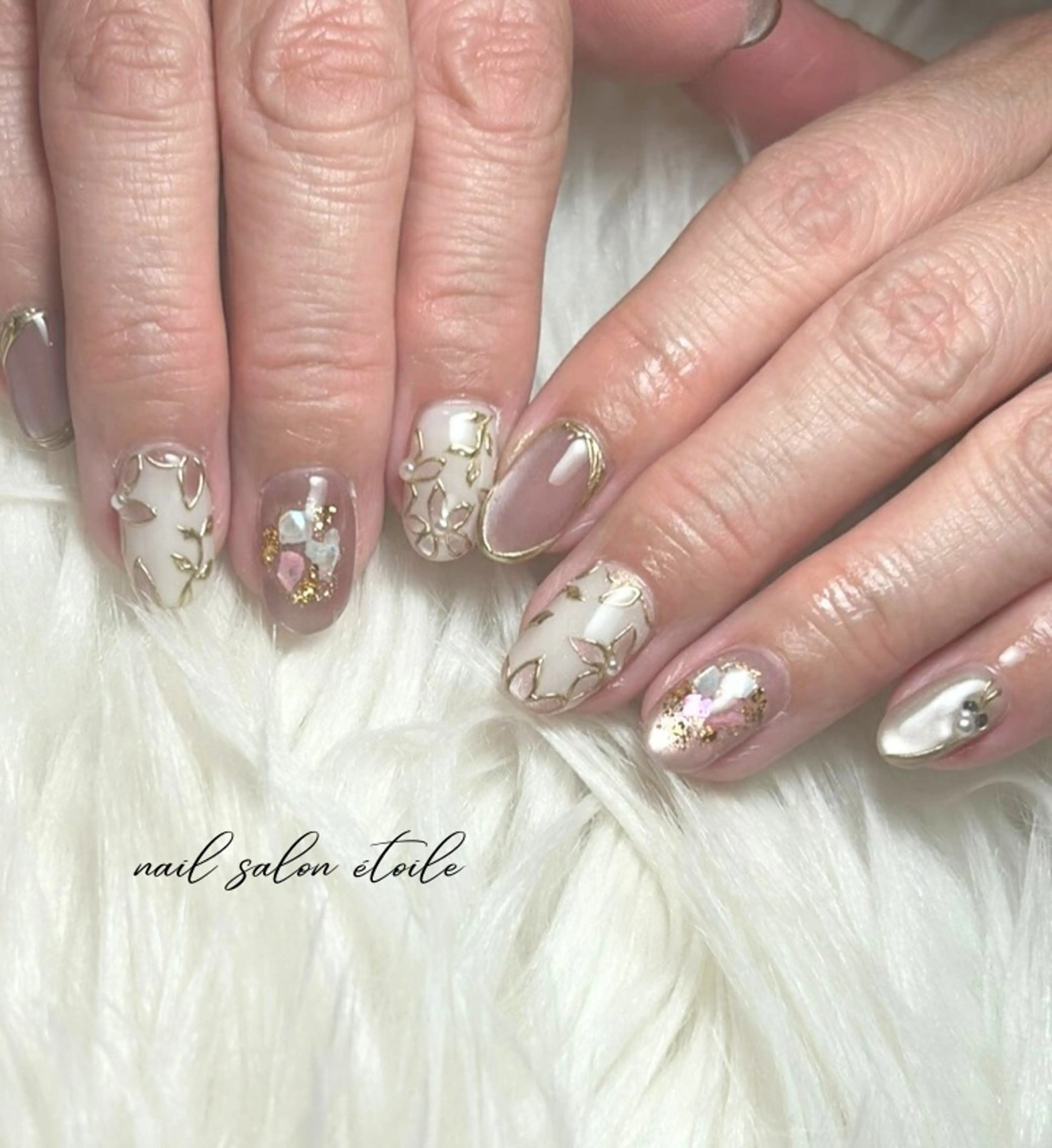 ネイル フラワーネイル マグネットネイル ミラーネイル 持ち込み ピンク ハンドネイル nail salon étoileのネイルデザイン