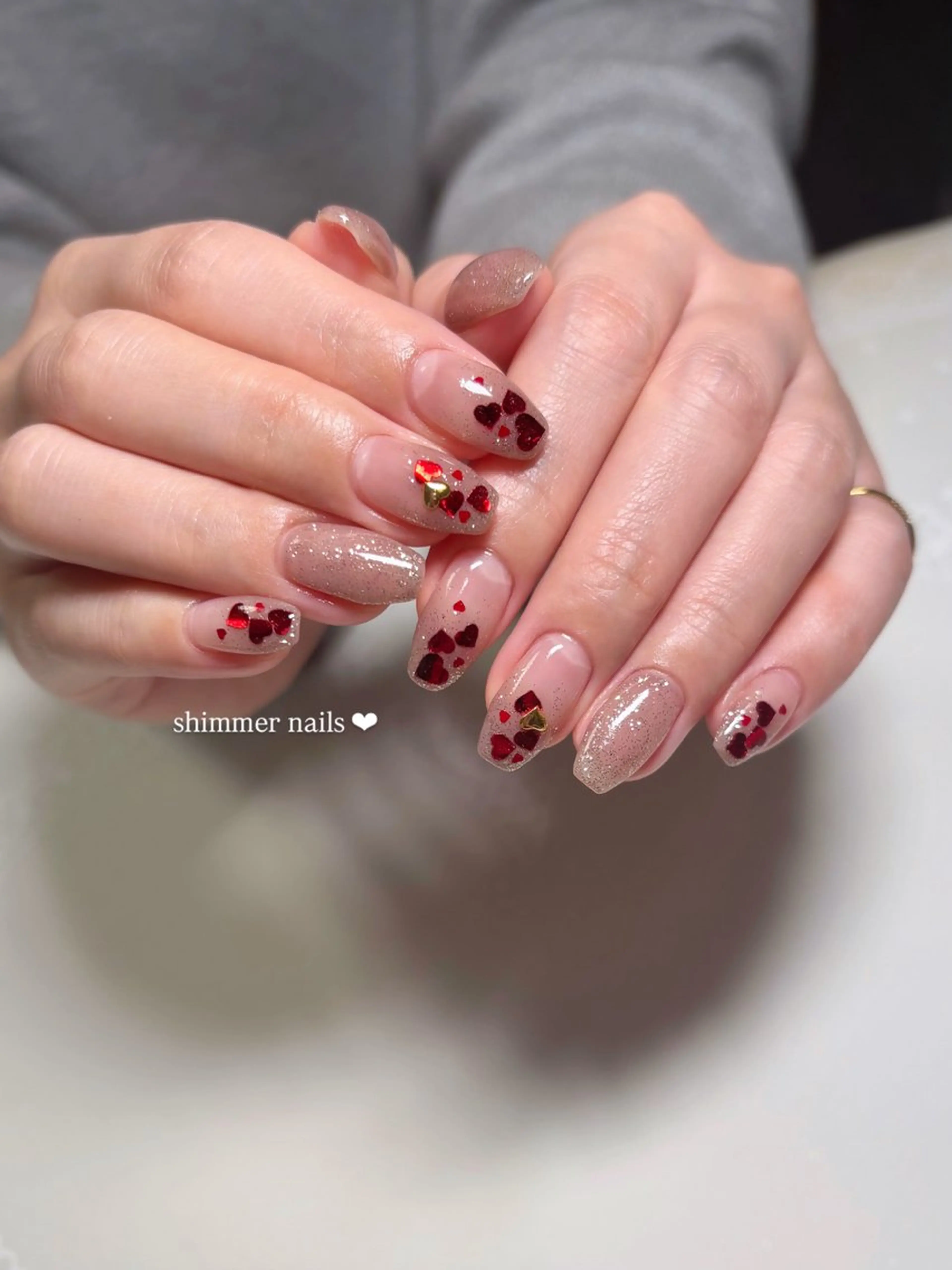 ネイル バレンタイン shimmer nailsのネイルデザイン