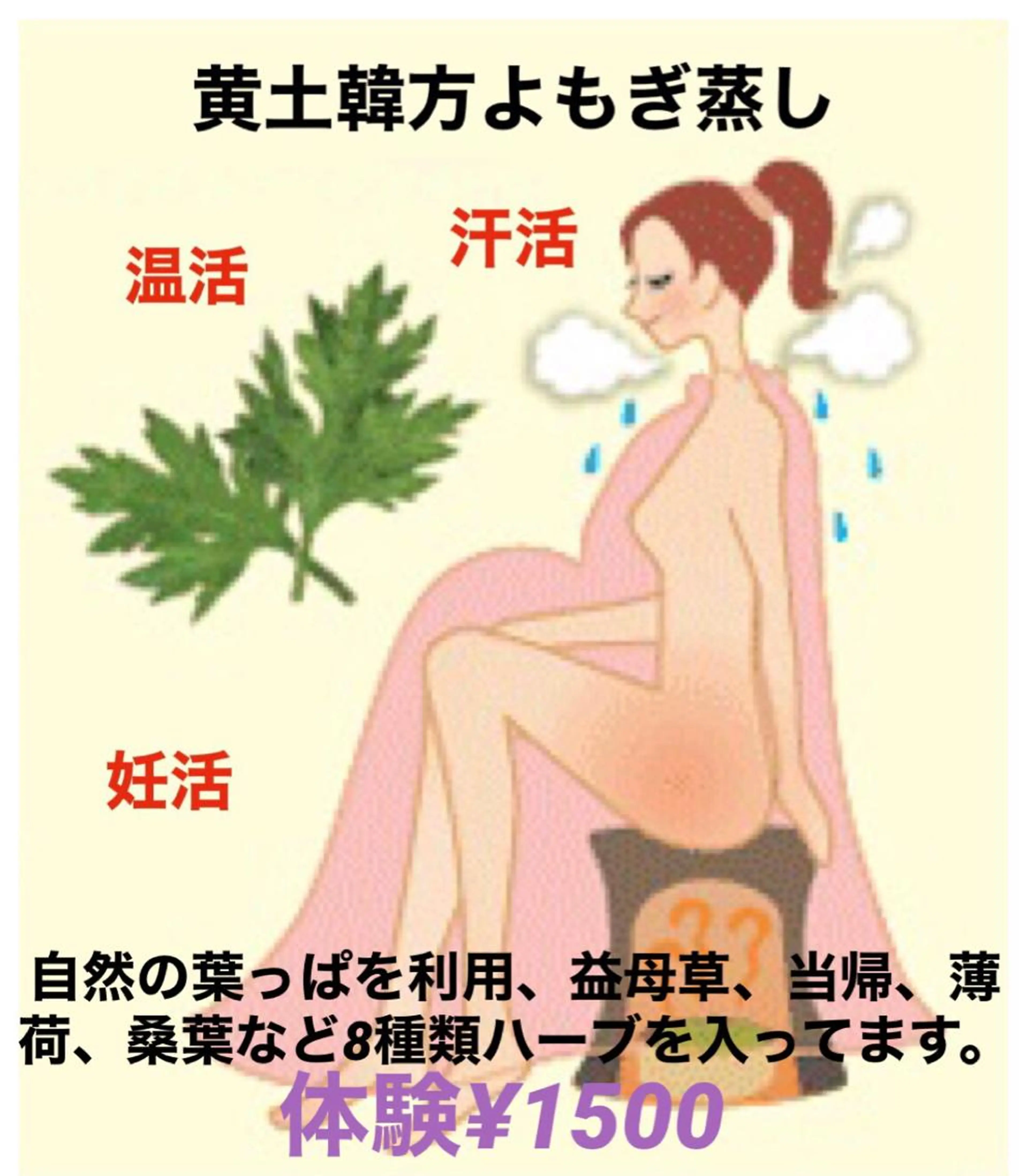 韓方黄土よもぎ蒸しの写真