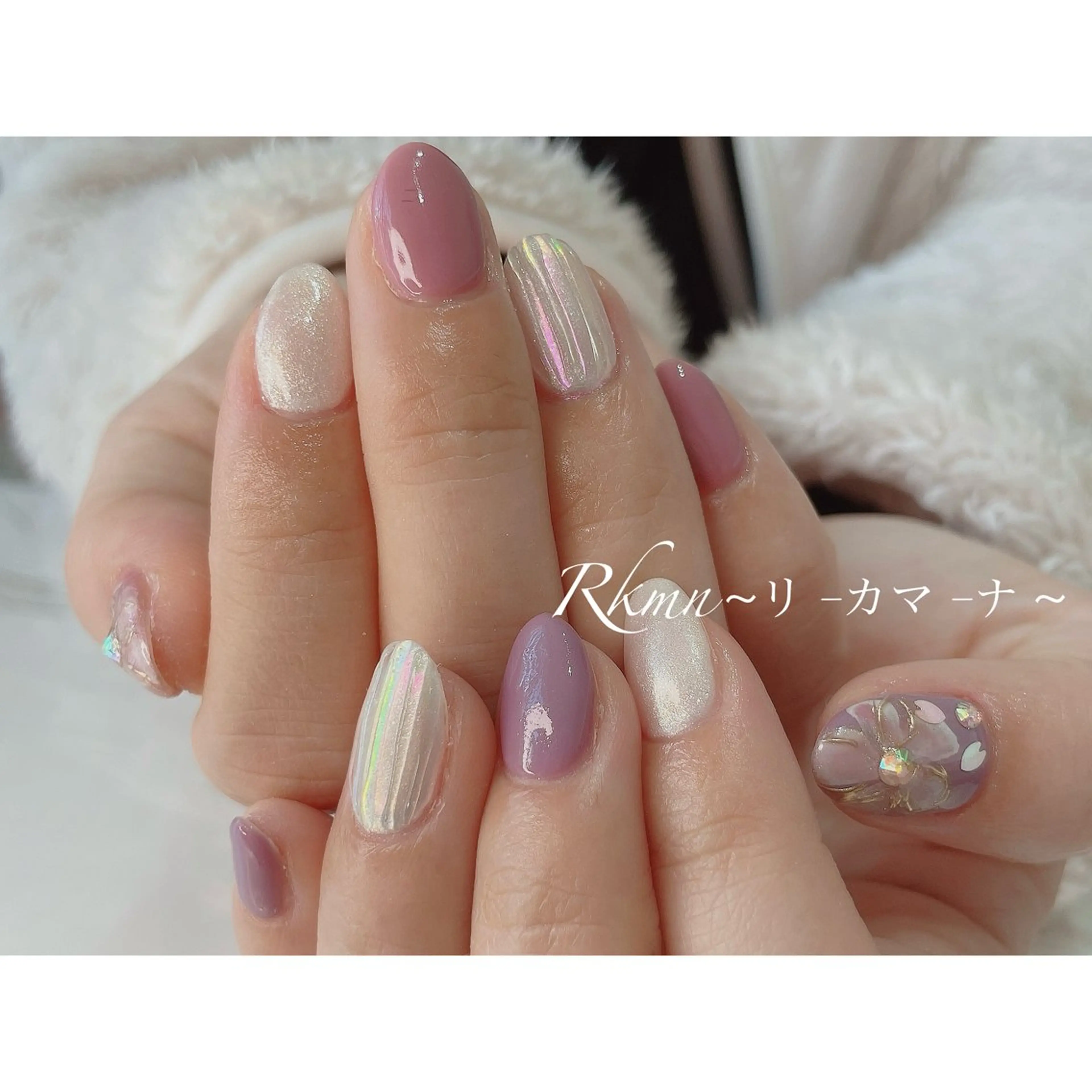 ネイル アートネイル フラワーネイル ピンク 春ネイル ハンドネイル フットネイル ハンドケア Rkmn ~リ-カマ-ナ~のネイルデザイン