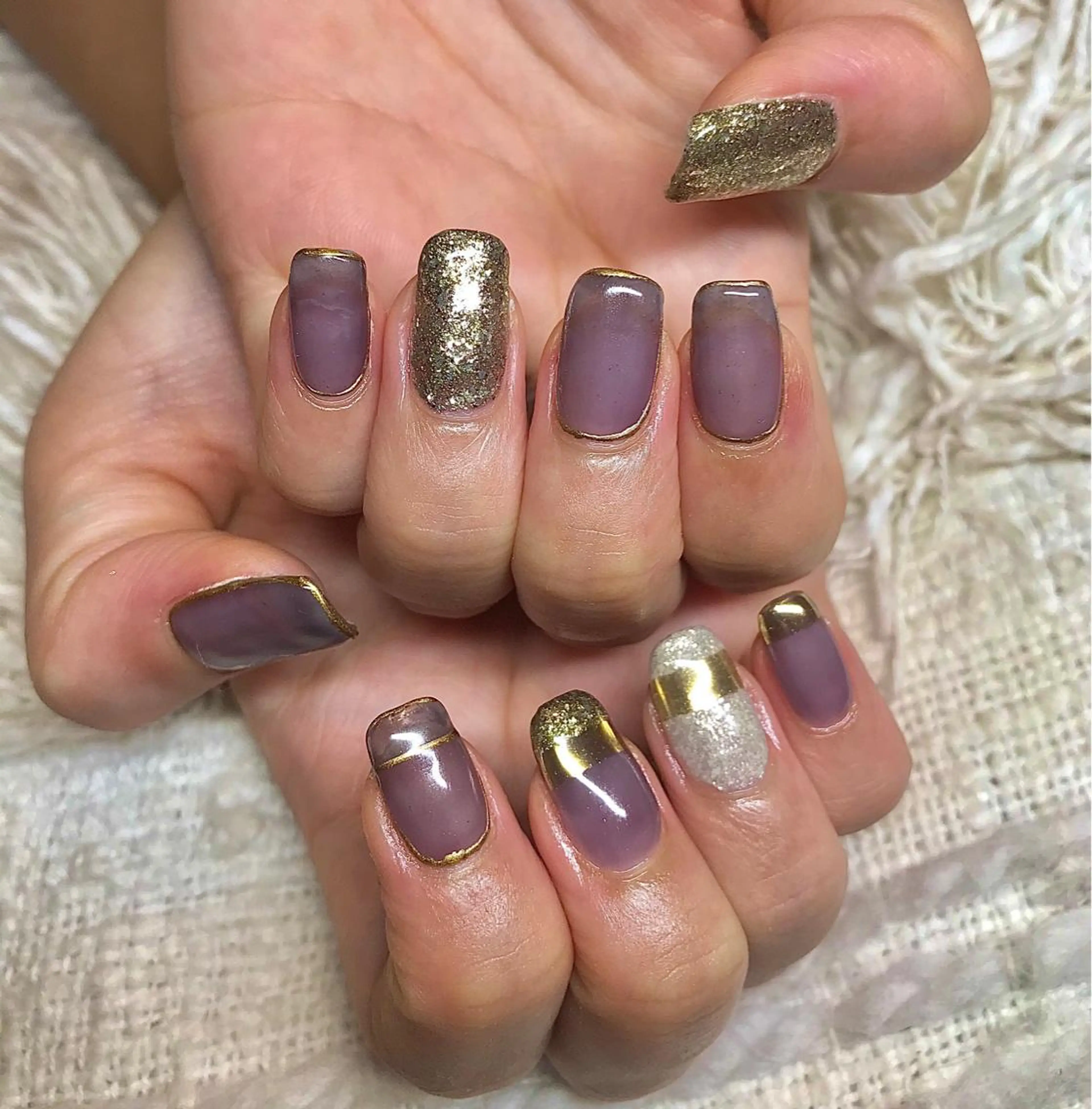 ミディアム カラー パーマ ヘアアレンジ メンズ キッズ ネイル マツエク・マツパ ミラーネイル nail&eye Aoのマツエク・マツパデザイン