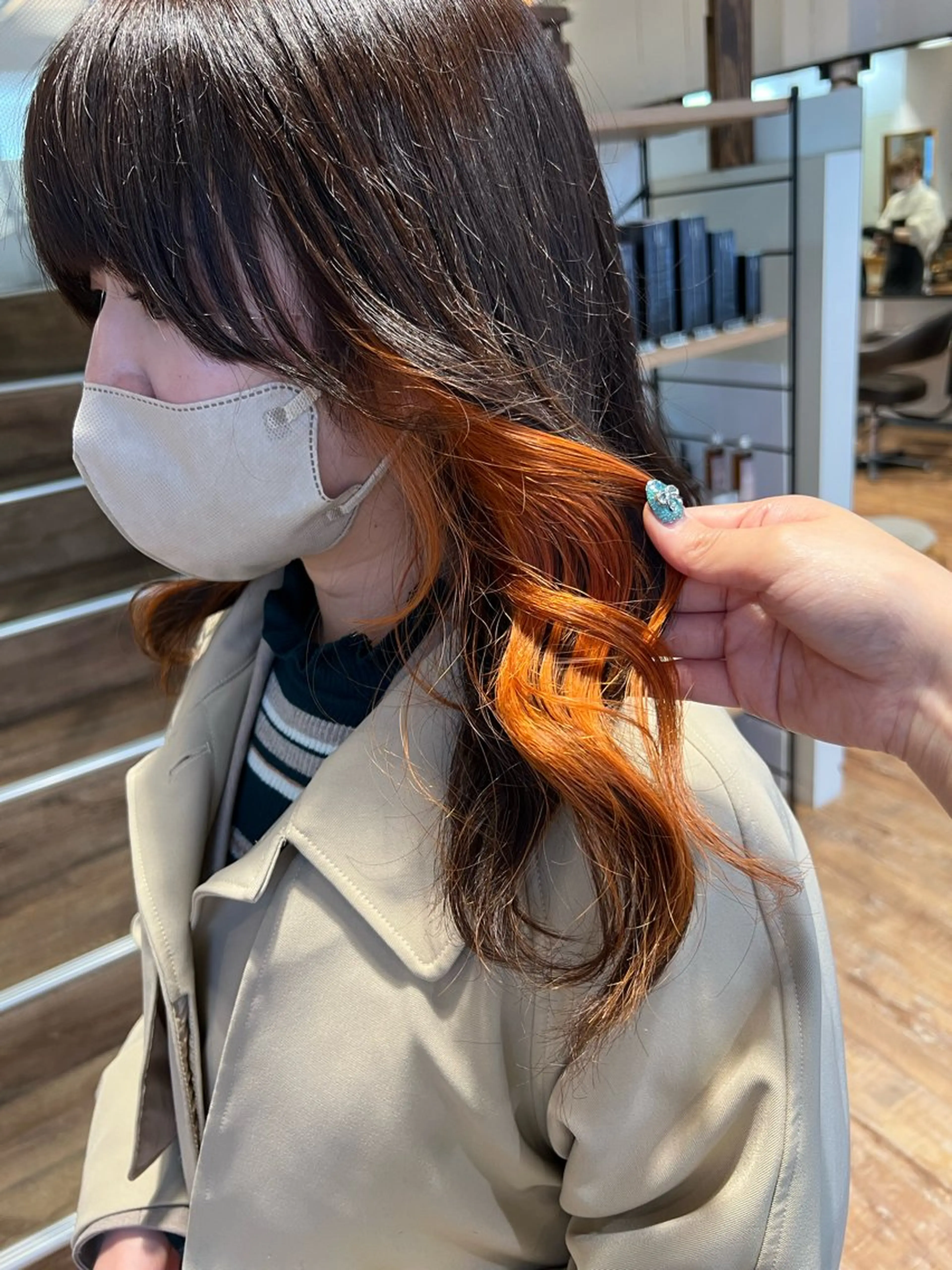 カラー オレンジ カット ヘアカラー インナーカラー♡ Nanakoのヘアスタイル