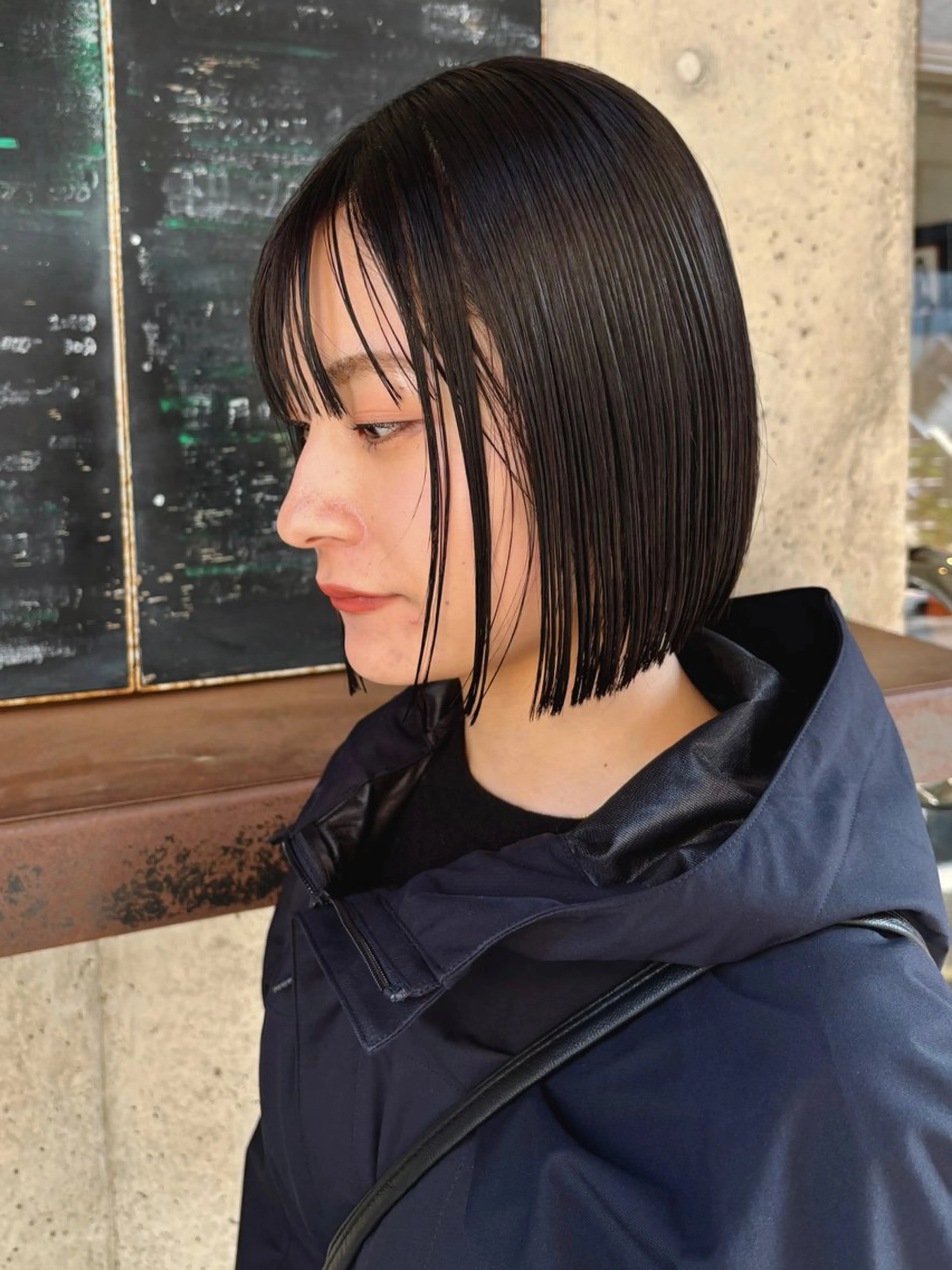 ショート 切りっぱなしボブ ボブ カット ヘアカラー トリートメント 水原波津輝/ボブ /ニュアンスパーマのヘアスタイル