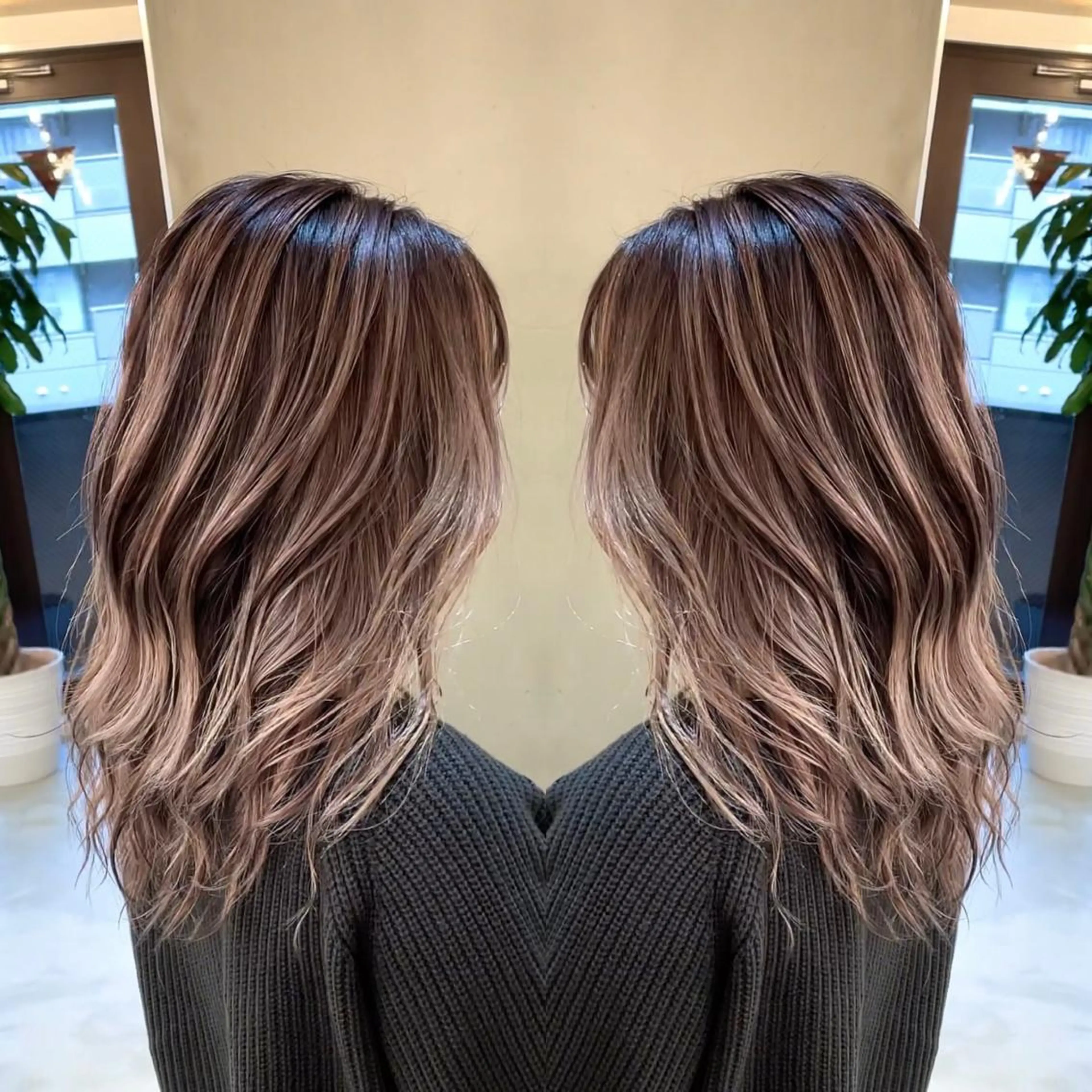 ミディアム カラー カット ヘアカラー トリートメント 縮毛/レイヤー 韓国/橋口のヘアスタイル