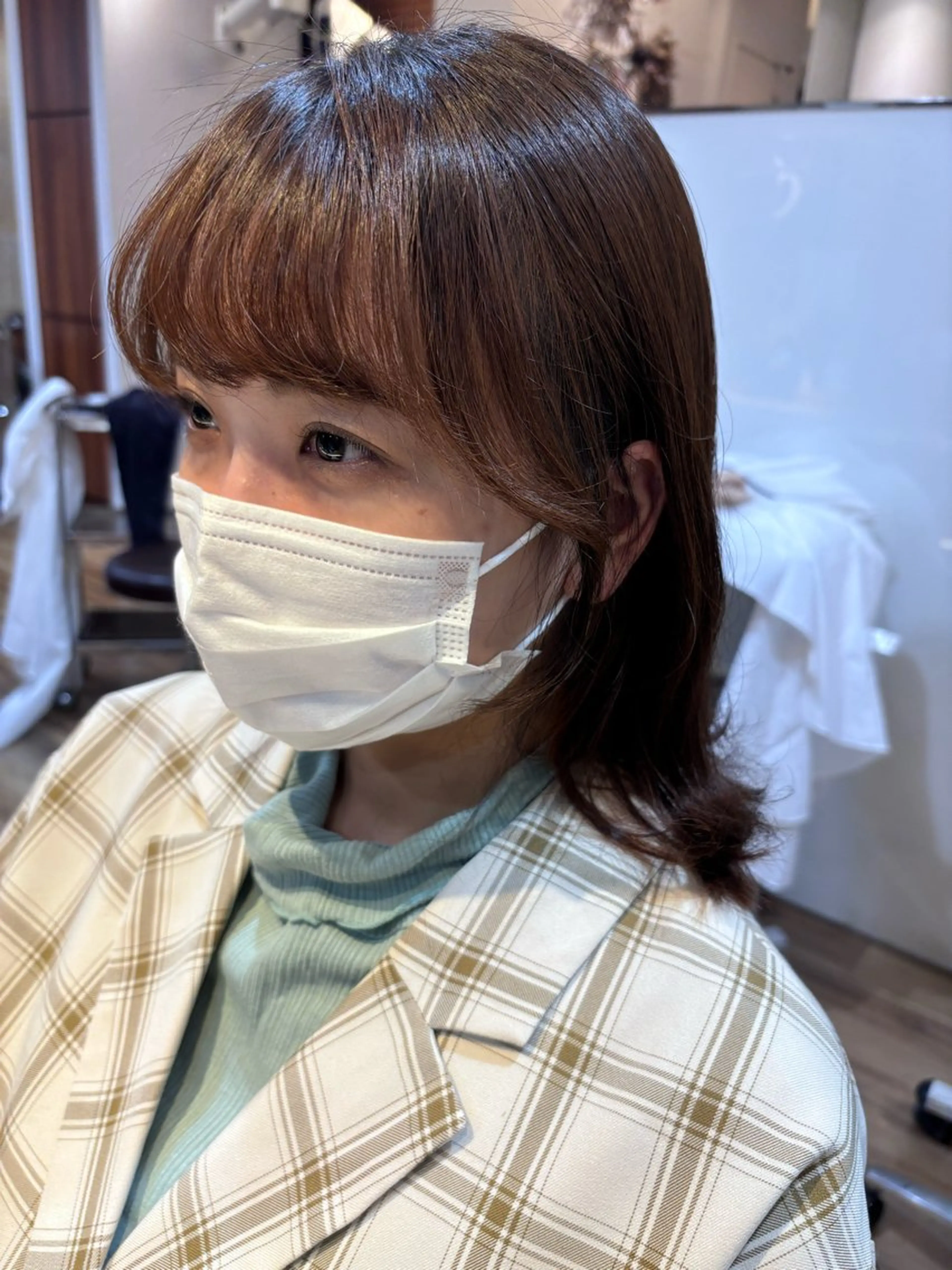 ミディアム パーマ カット パーマ しみず さくら🌸のヘアスタイル