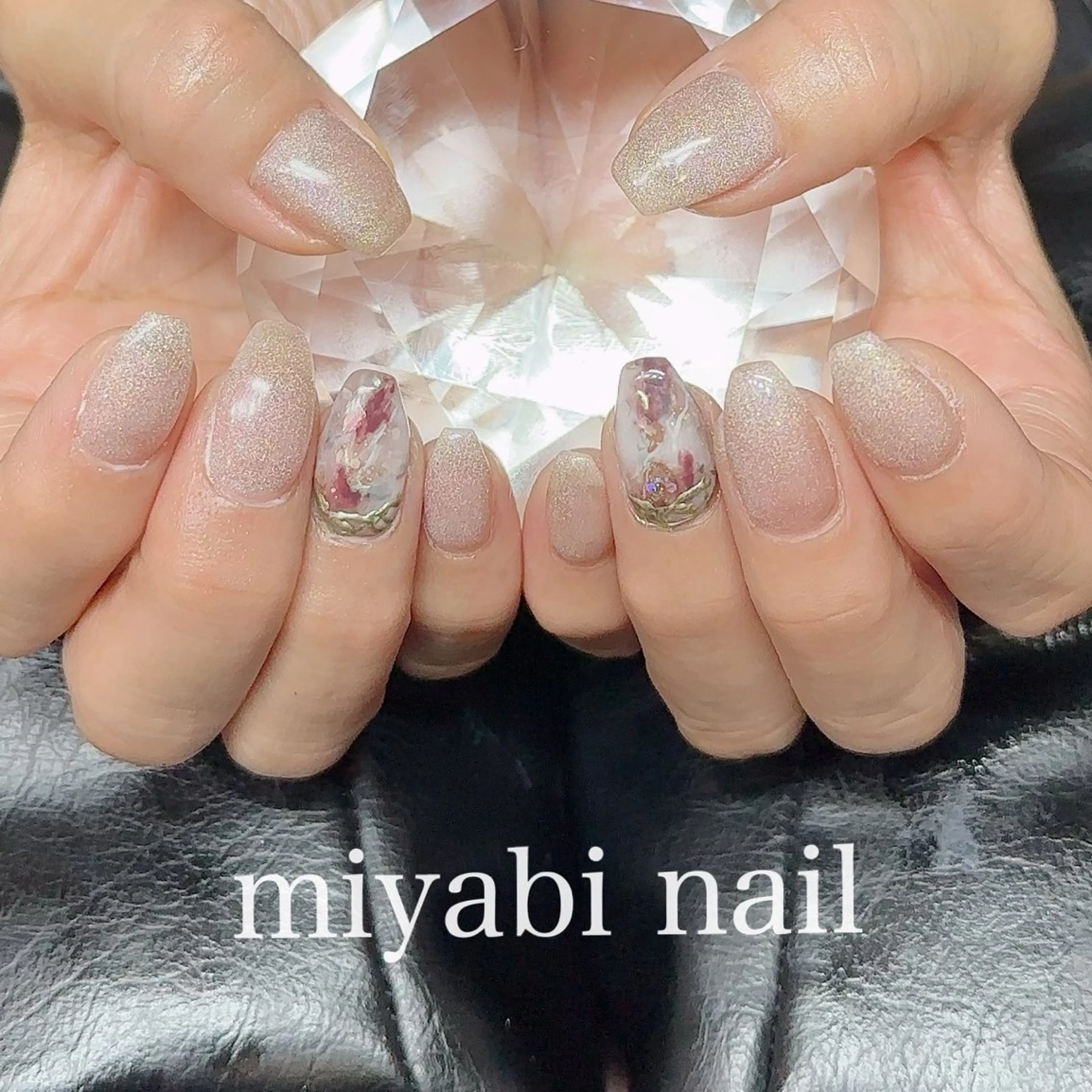 ネイル アートネイル ジェルネイル マグネットネイル 大理石ネイル(マーブル) 持ち込み ハンドネイル miyabi nail 桂川駅近くのネイルデザイン