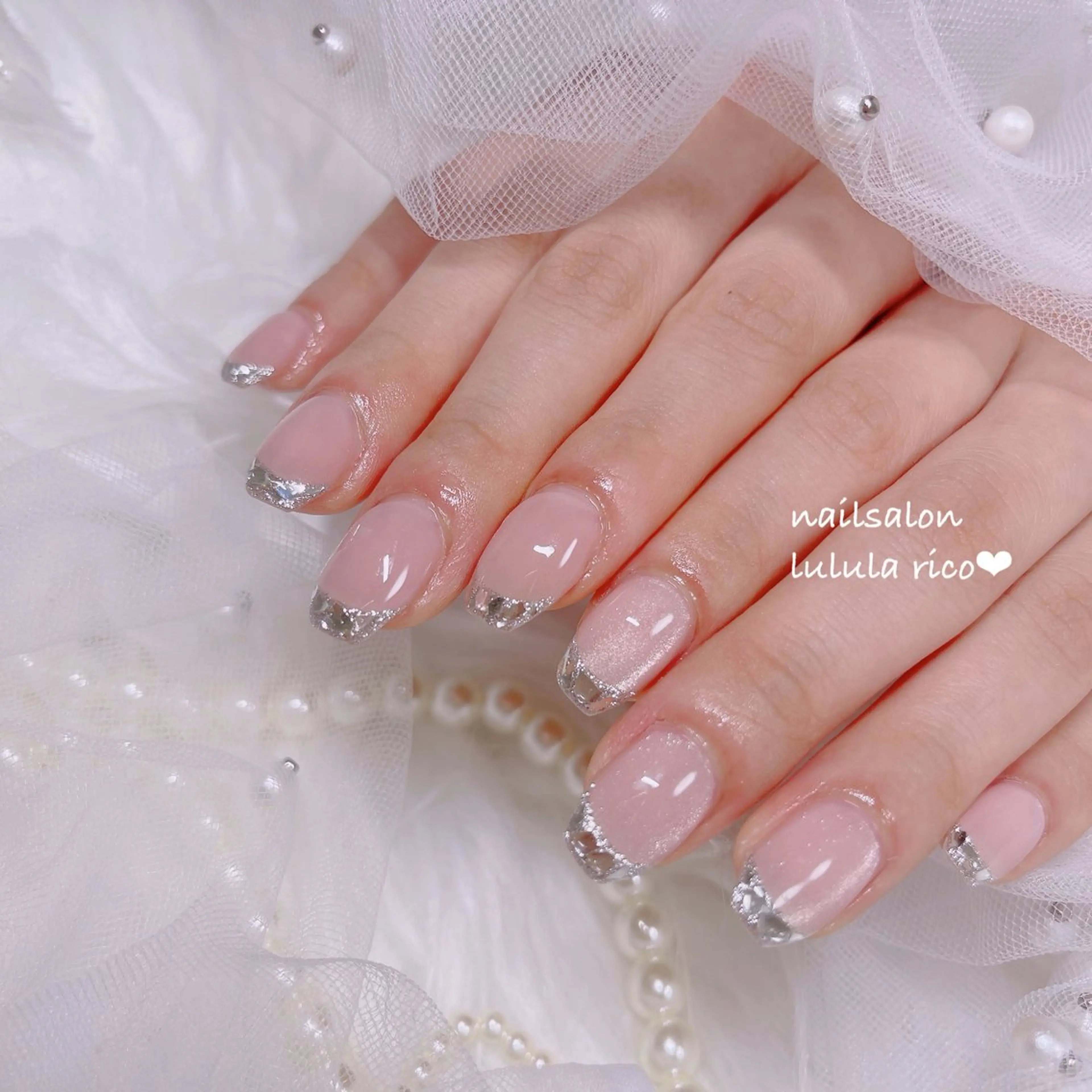 ネイル フレンチネイル ガラスフレンチ キラキラネイル マグネットネイル lulula ricoのエステ・リラクイメージ