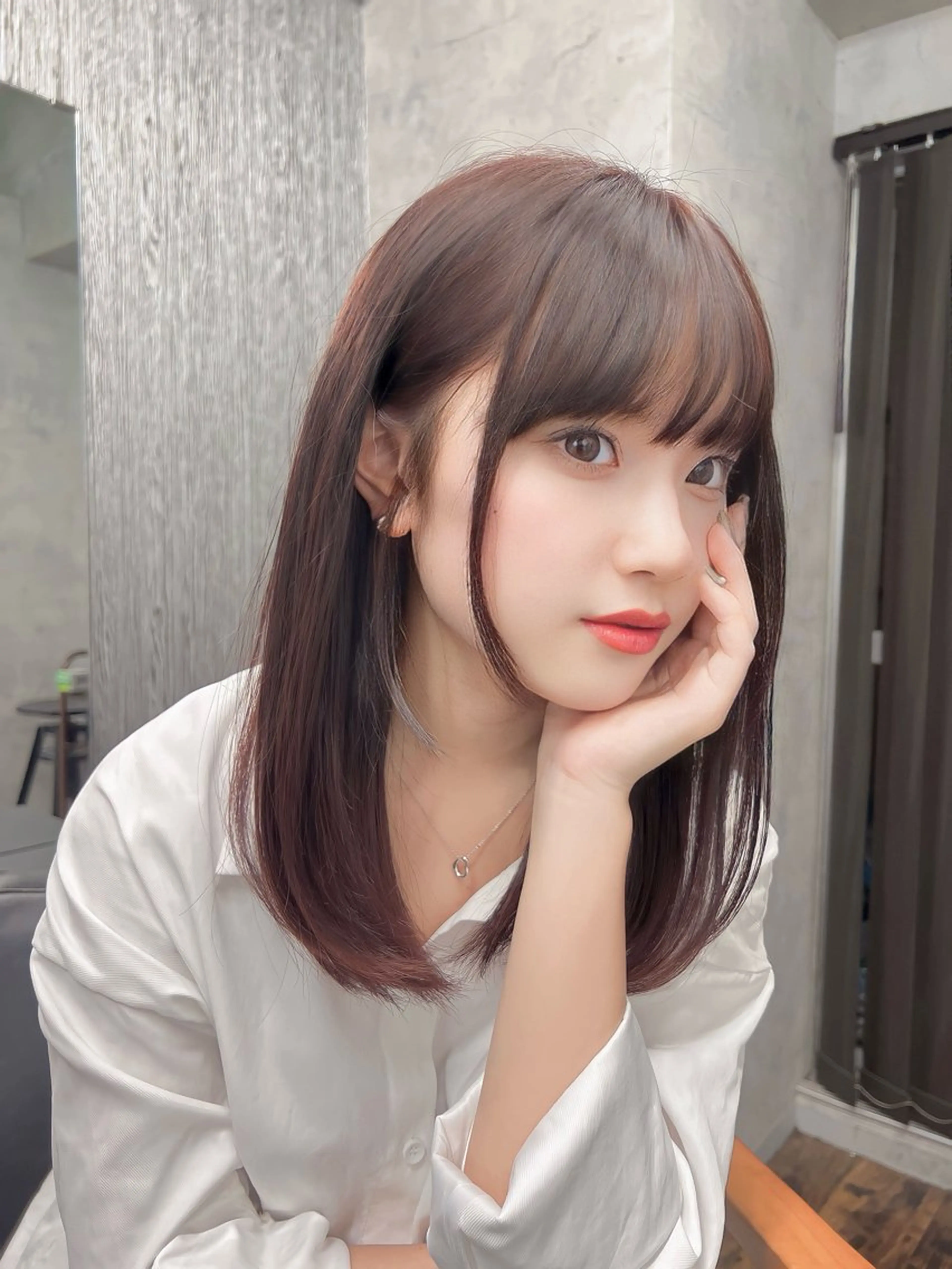 セミロング カラー ヘアアレンジ カット ヘアカラー トリートメント ヘッドスパ ヘアセット 韓国レイヤー/ 顔周り💕田中将吾のヘアスタイル