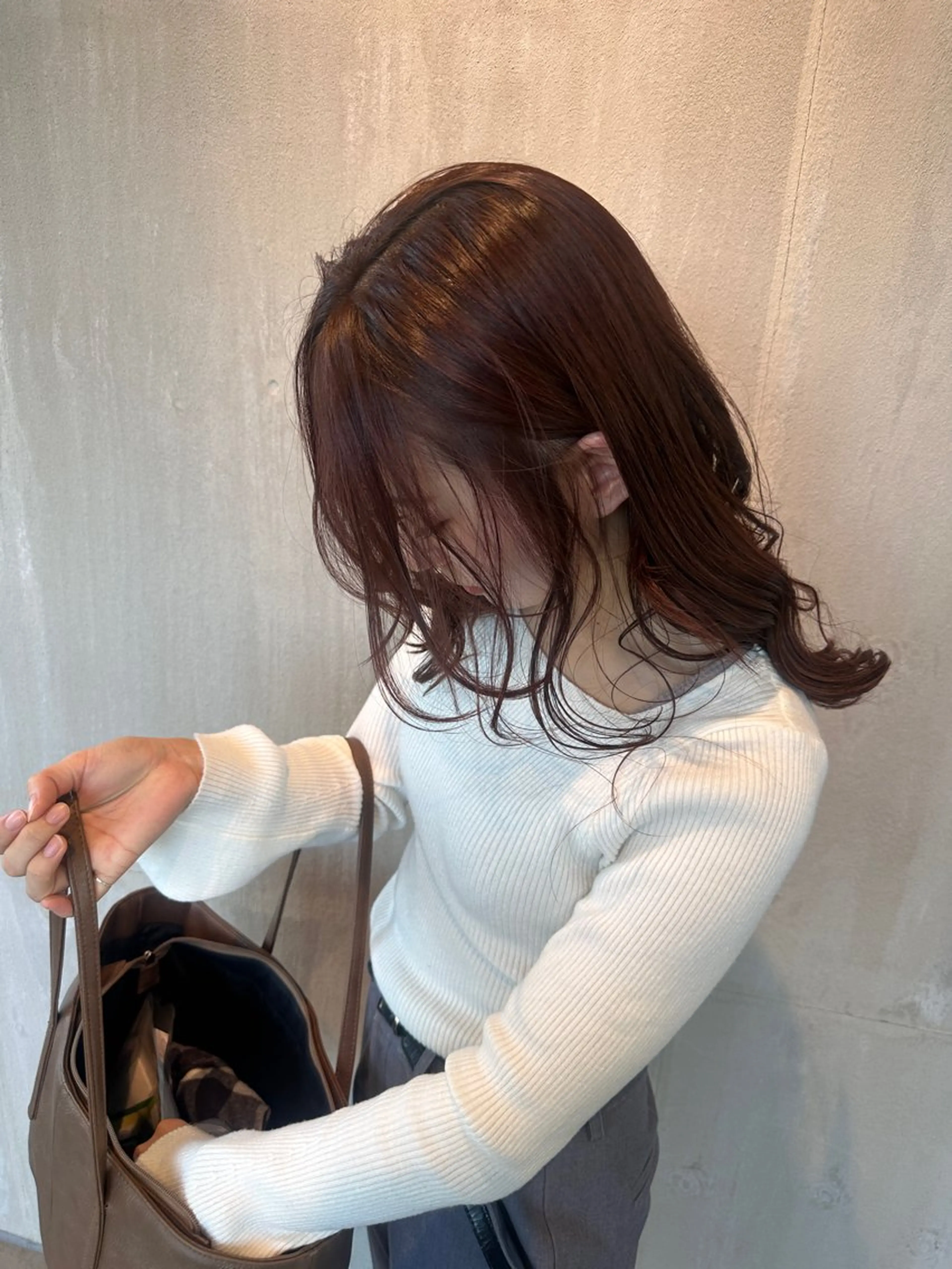 セミロング カラー ブラウンカラー ピンクカラー ピンクブラウン 岐阜の美容師 HONOKAのヘアスタイル