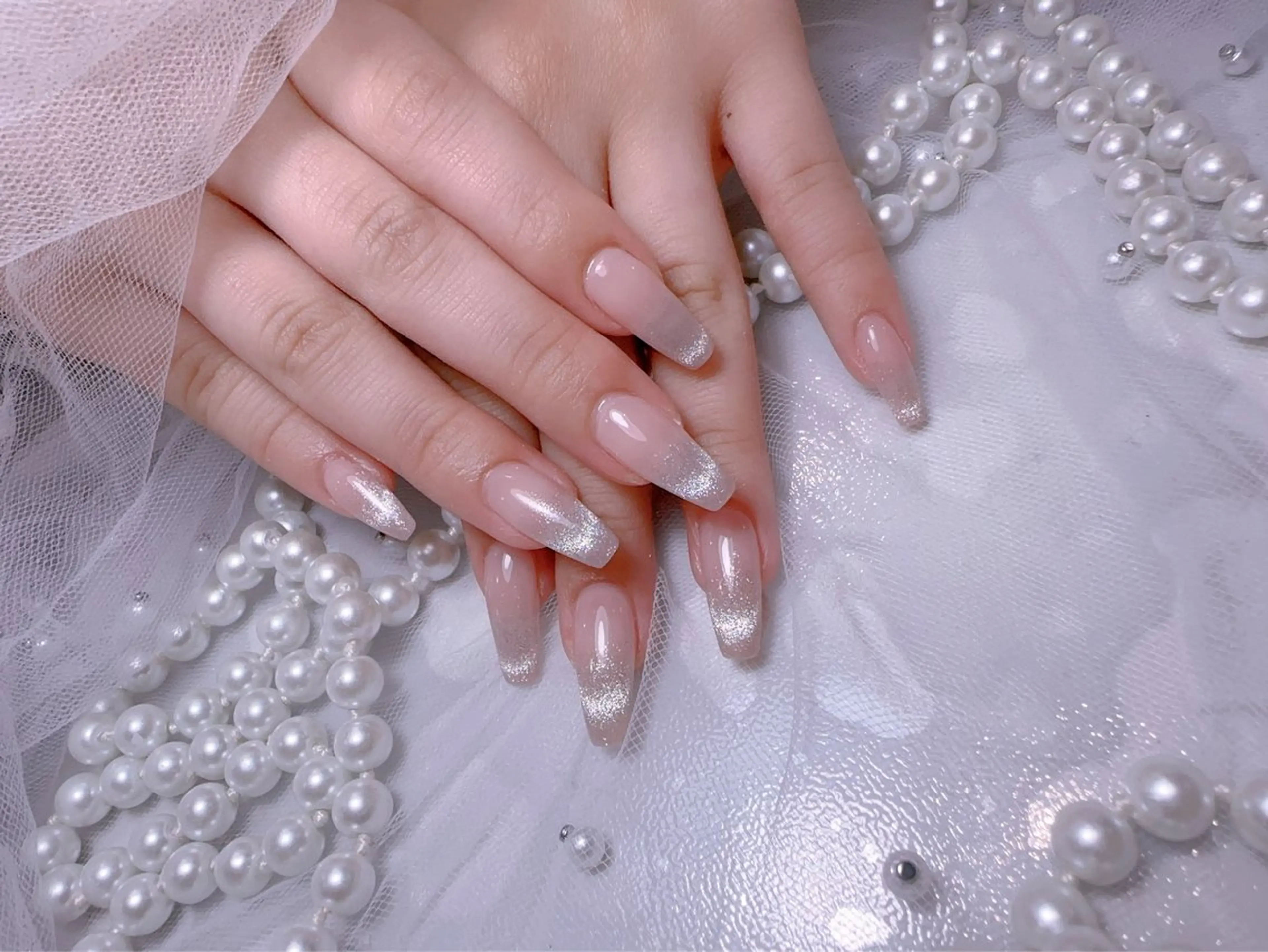 ネイル アートネイル フラッシュネイル フレンチネイル ジェルネイル ガラスフレンチ ハンドネイル You&Me Miyuのネイルデザイン