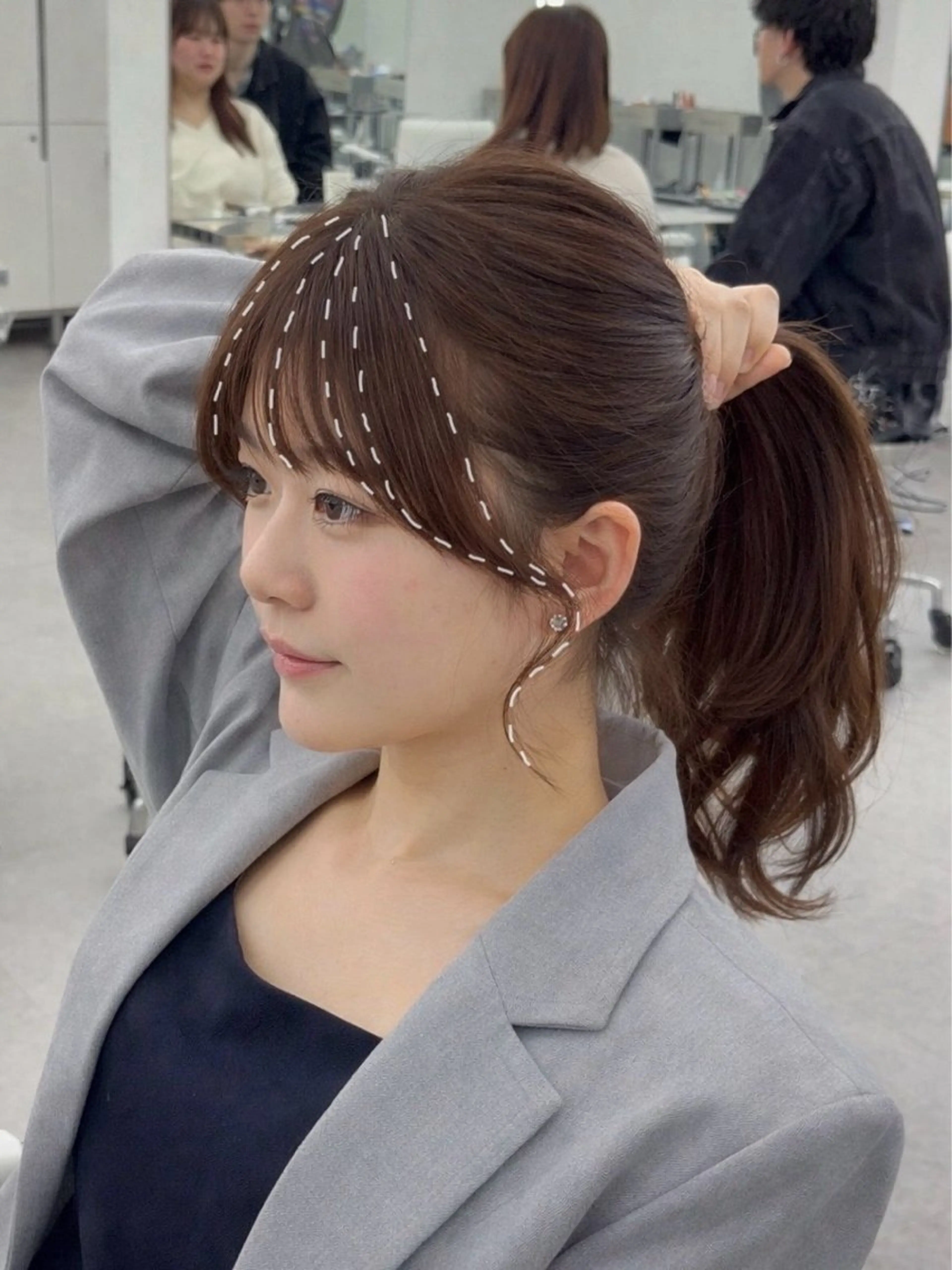 ロング カラー レイヤーカット 小顔カット カット ヘアカラー トリートメント 韓国ヘア/レイヤー/ 顔まわり足立遥奈のヘアスタイル