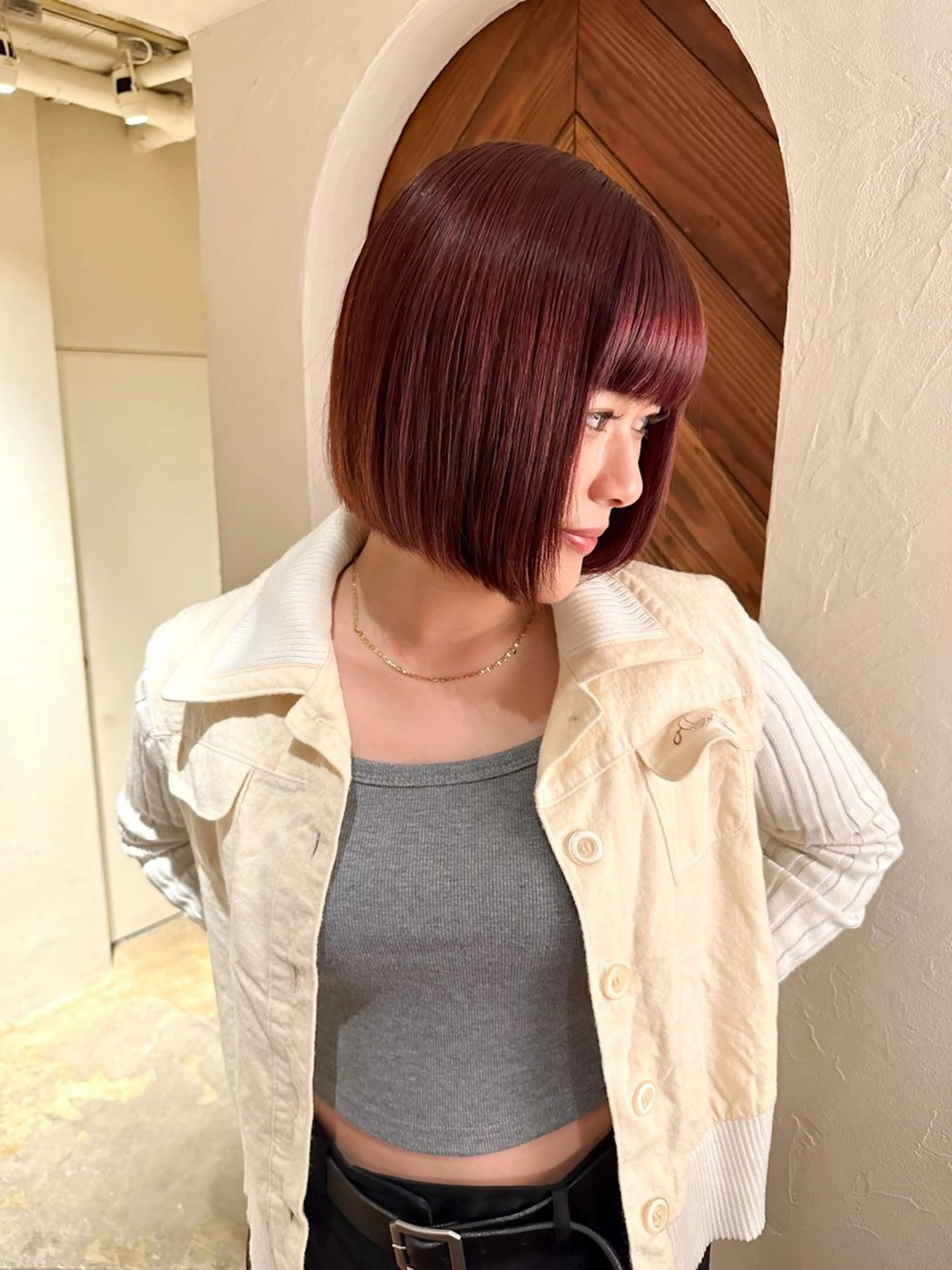 ミディアム カラー ヘアアレンジ カット トリートメント ヘアセット 🤎ono/ 切りっぱなしボブ🤎のヘアスタイル