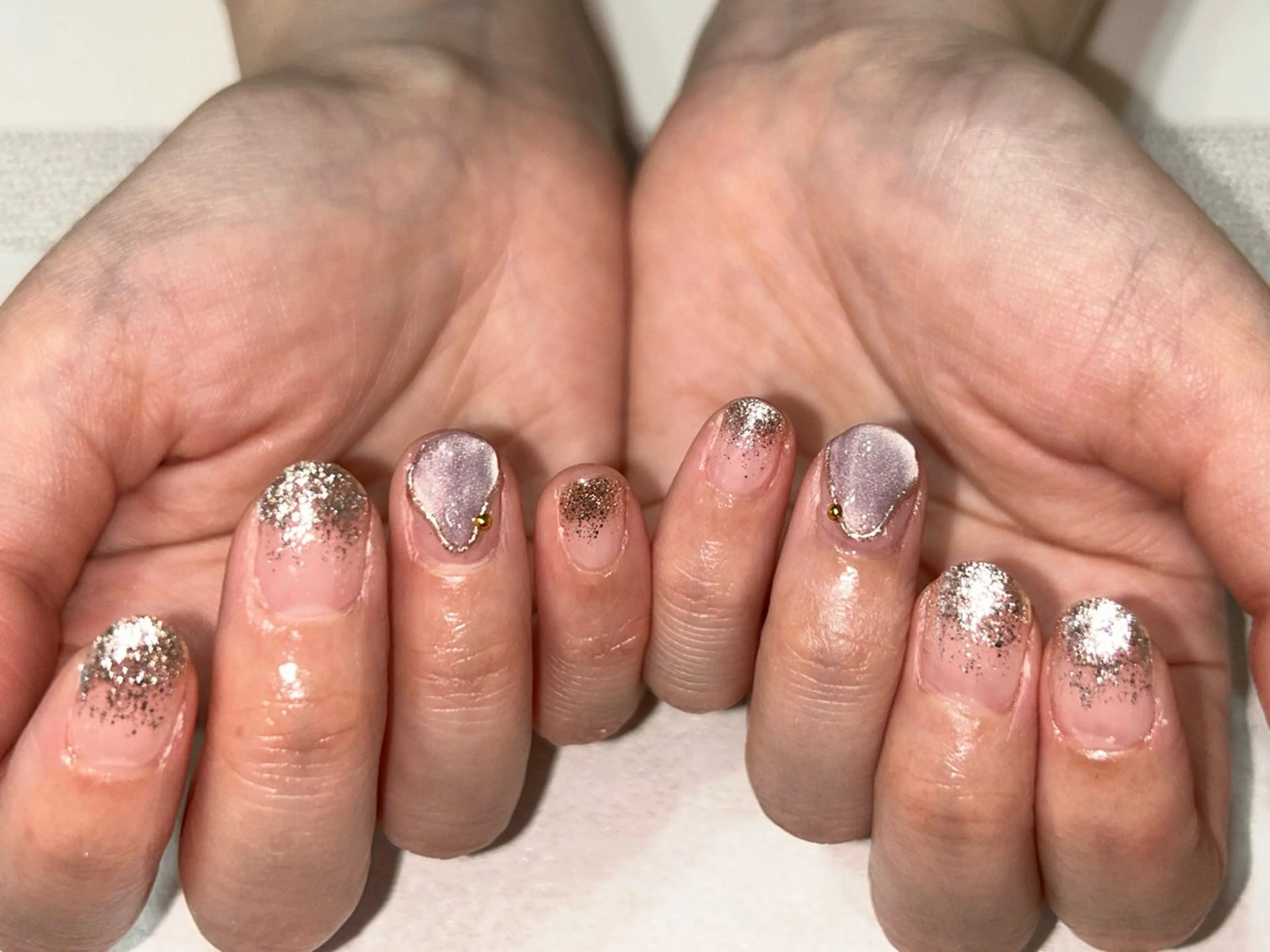 ネイル オーロラネイル フットネイル フレンチネイル ジェルネイル ハート ハンドネイル kikinail 溝の口のネイルデザイン