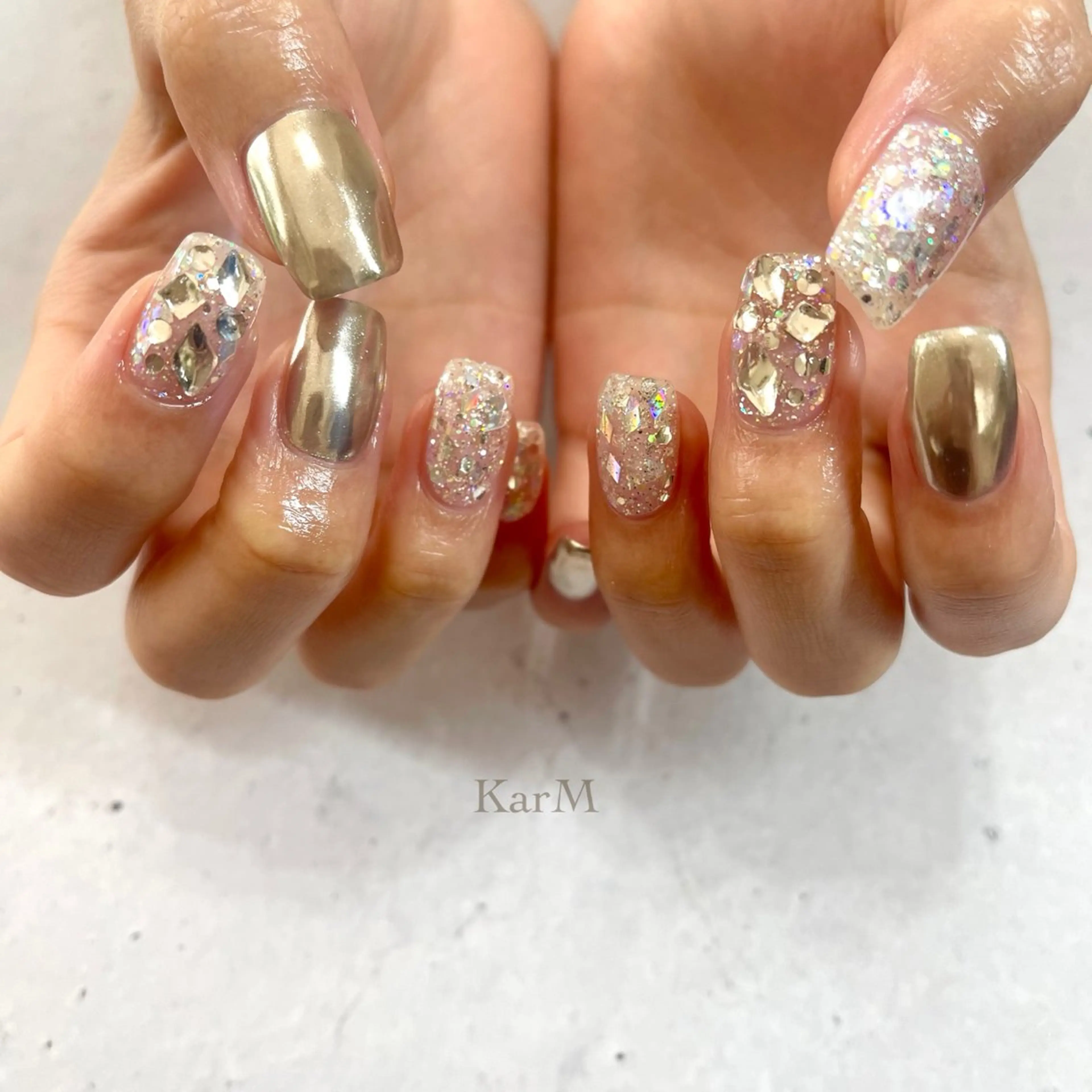 ネイル オーロラネイル チークネイル フラッシュネイル フレンチネイル グラデーション ハンドネイル ogino karinのネイルデザイン