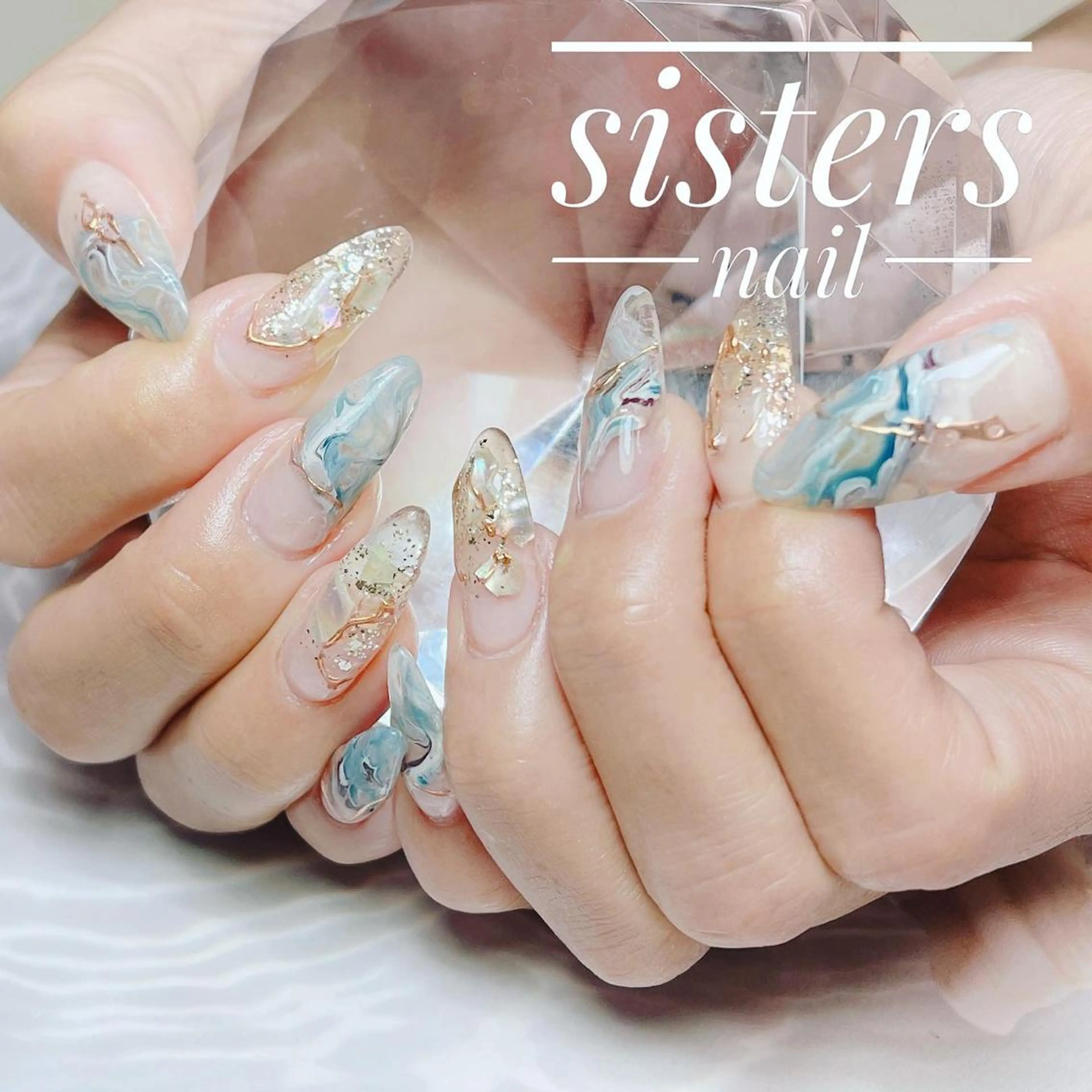 ネイル アートネイル キラキラネイル ニュアンスネイル スカルプネイル 夏ネイル ハンドネイル ハンドケア sisters nail.fのネイルデザイン