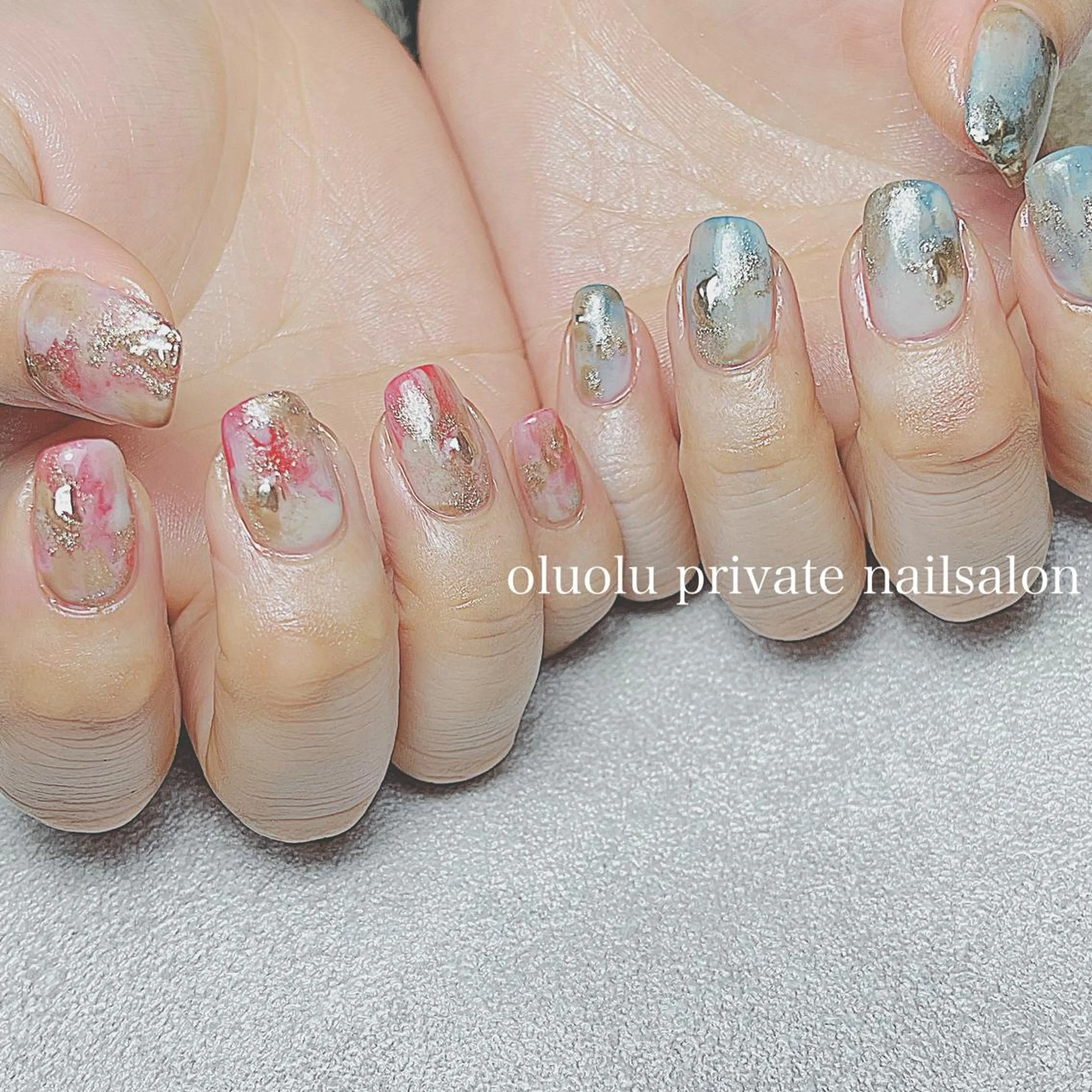 ネイル アートネイル 大理石ネイル(マーブル) ニュアンスネイル ハンドネイル 大村 紬華のネイルデザイン