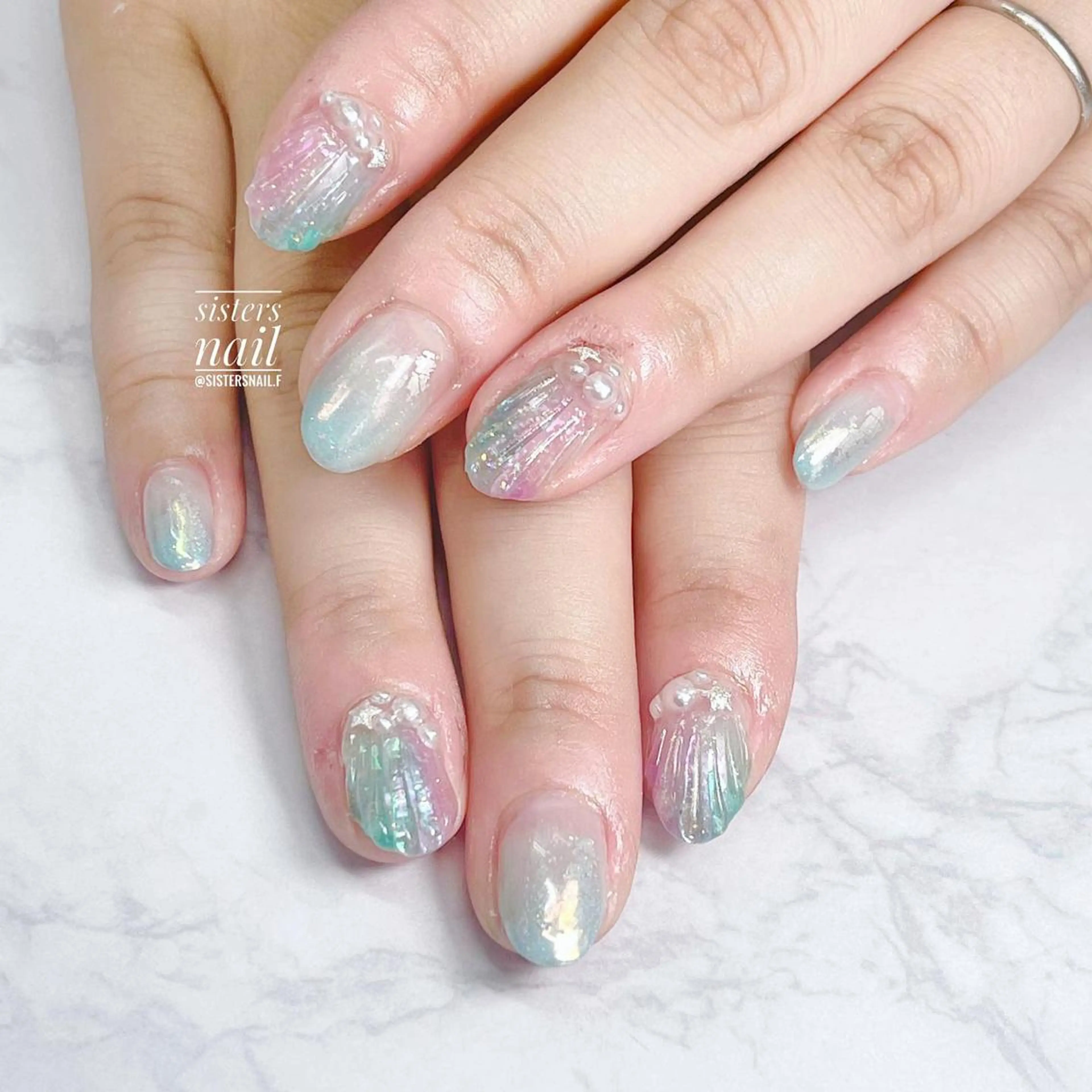 ネイル アートネイル ニュアンスネイル パステルネイル ぷっくりネイル 夏ネイル sisters nail.fのネイルデザイン