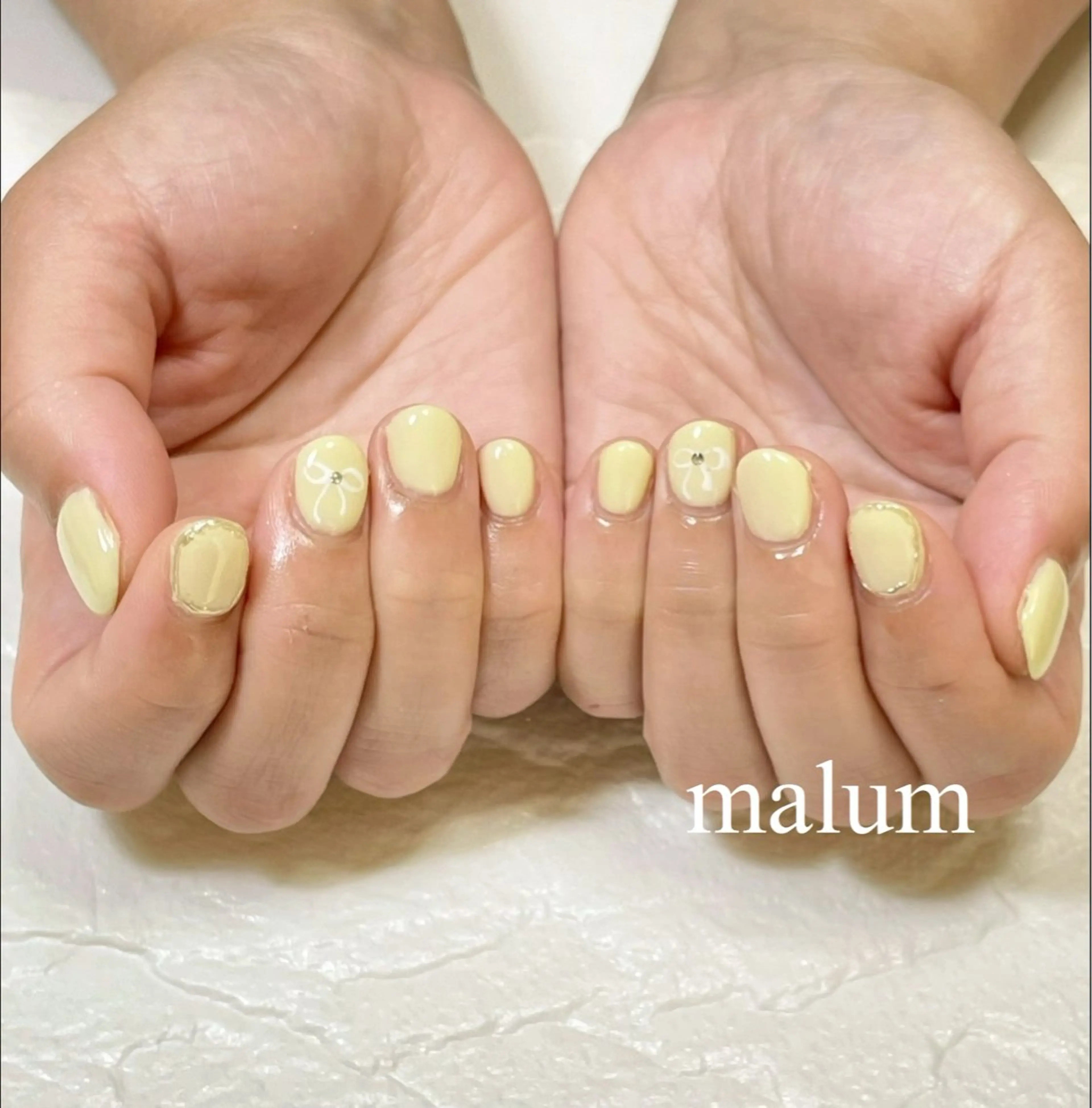 ネイル リボン ハンドネイル malum nailのネイルデザイン