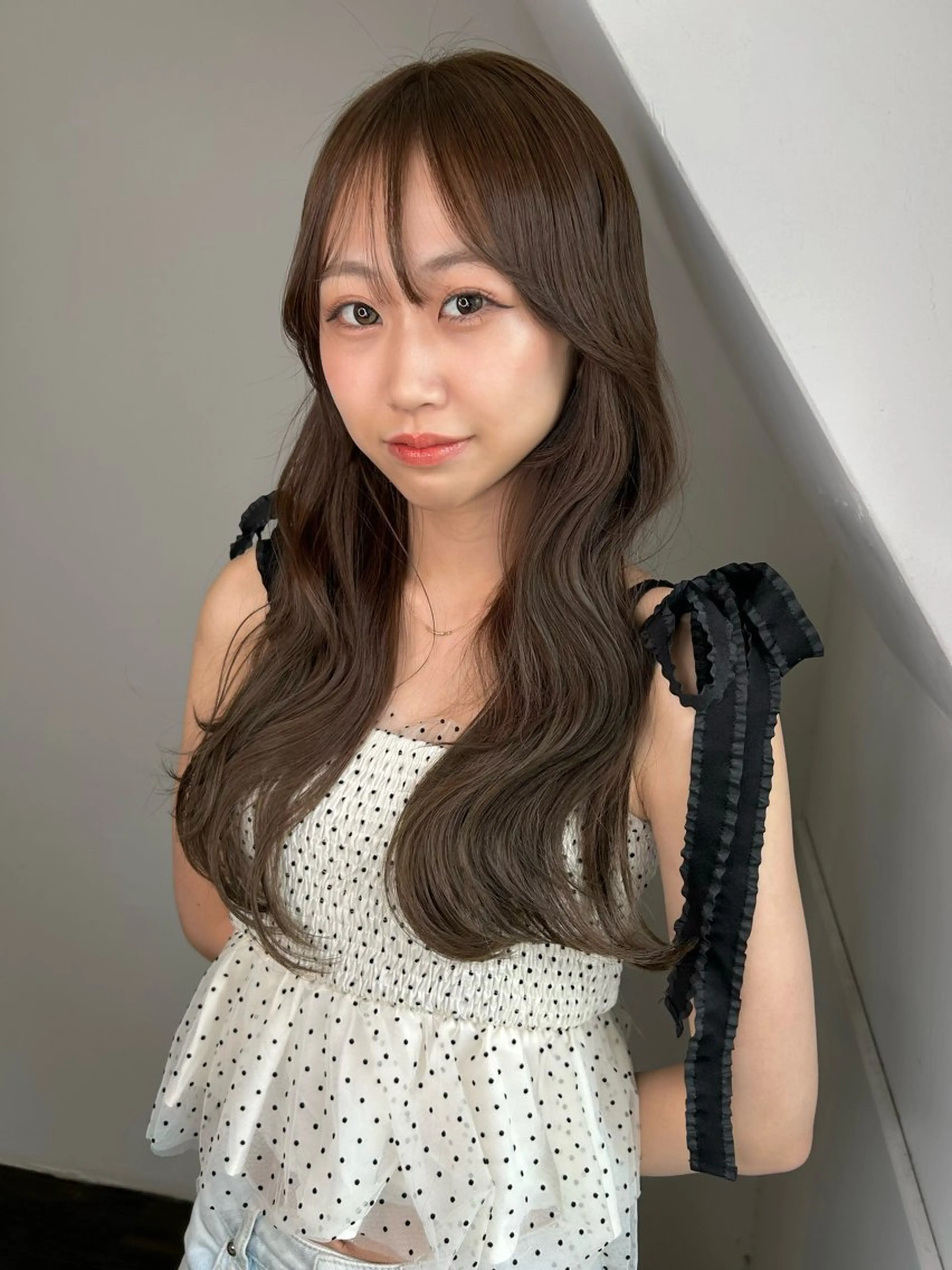 セミロング カラー 透明感カラー オリーブカラー land所属・透明感カラー/レイヤ ー🌙Honokaのヘアスタイル