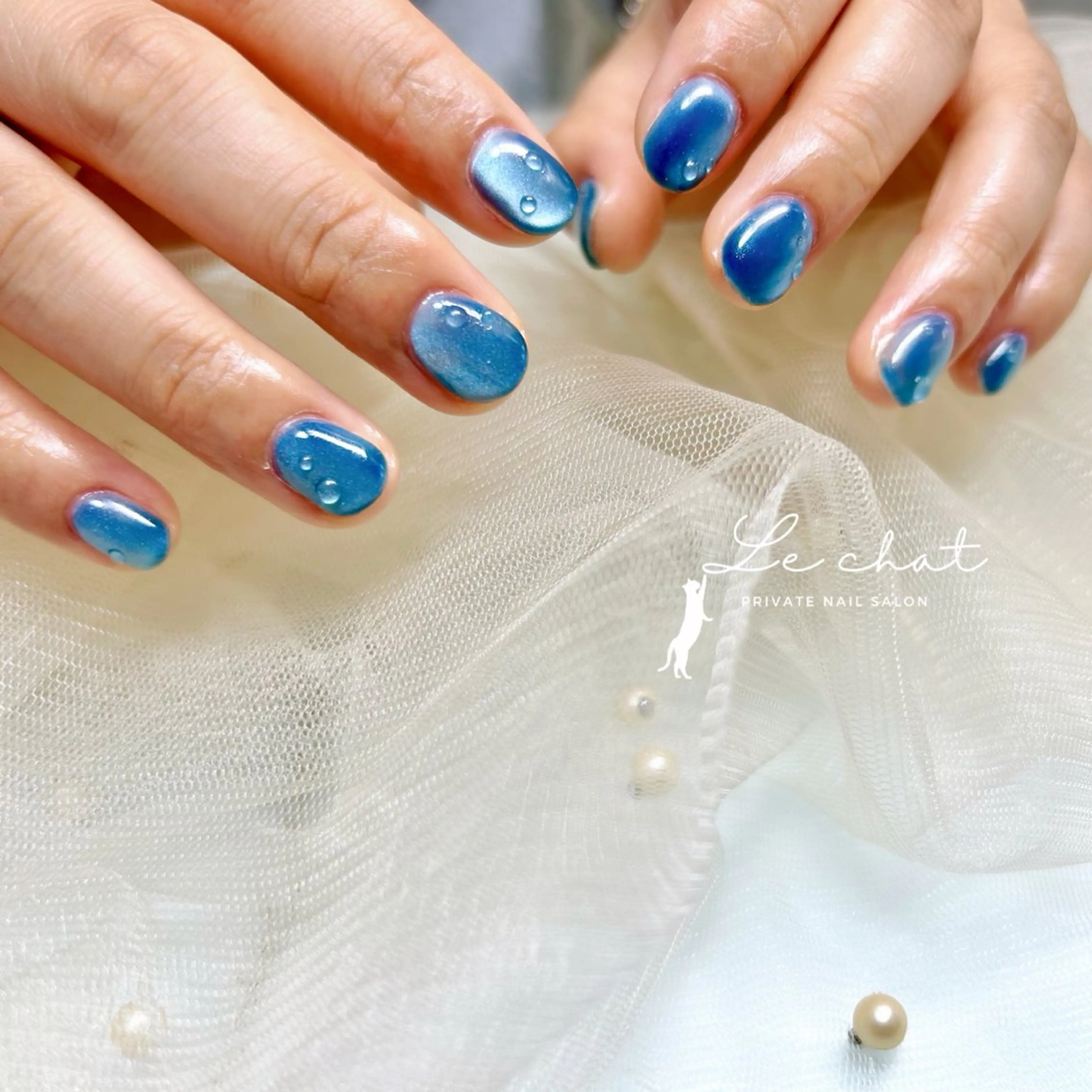 ネイル ブルー マグネットネイル Le Chat ASUKAのネイルデザイン