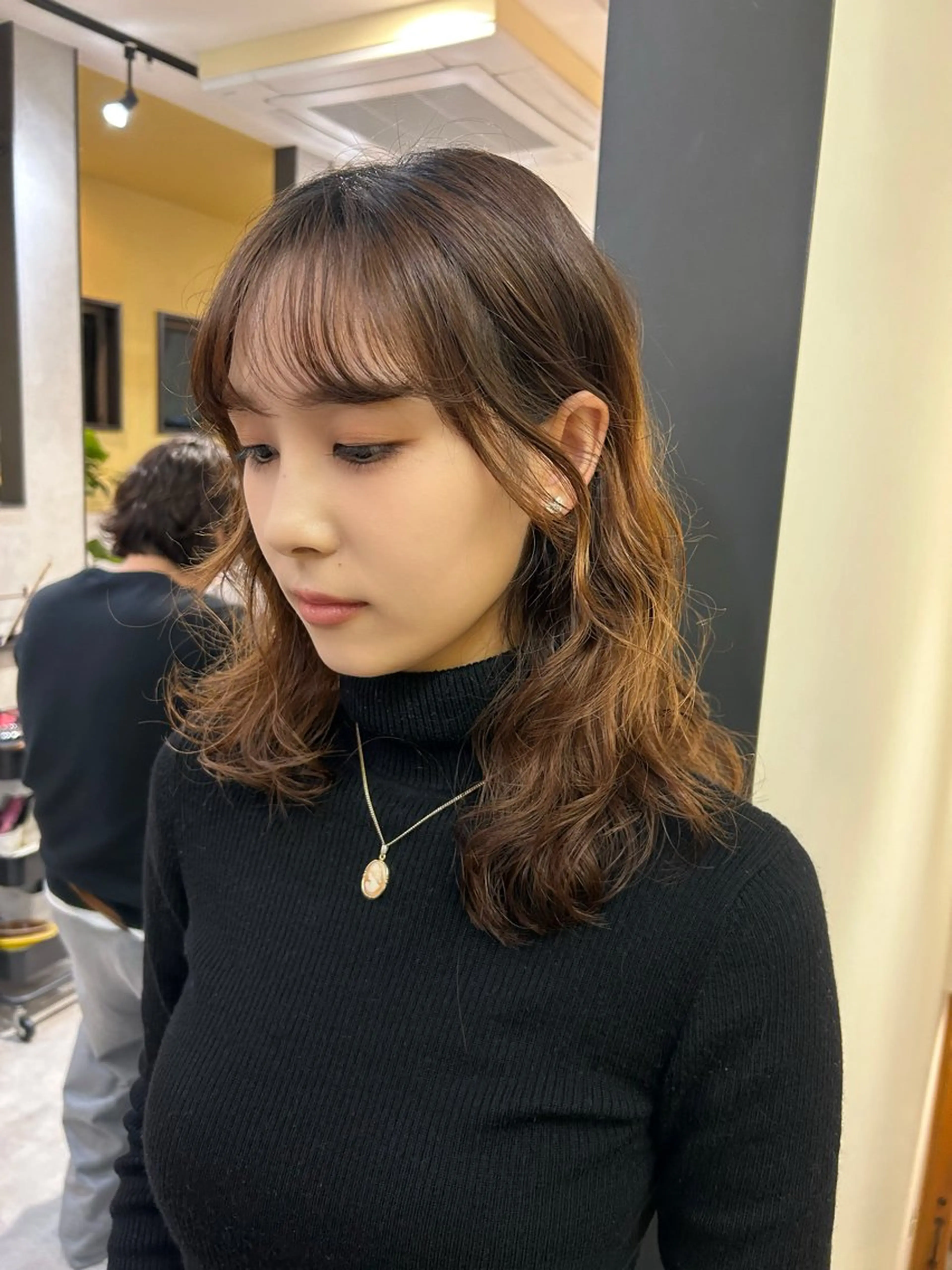 セミロング パーマ セミロングパーマ デジタルパーマ カット パーマ hub hair レイヤー/透明感のヘアスタイル