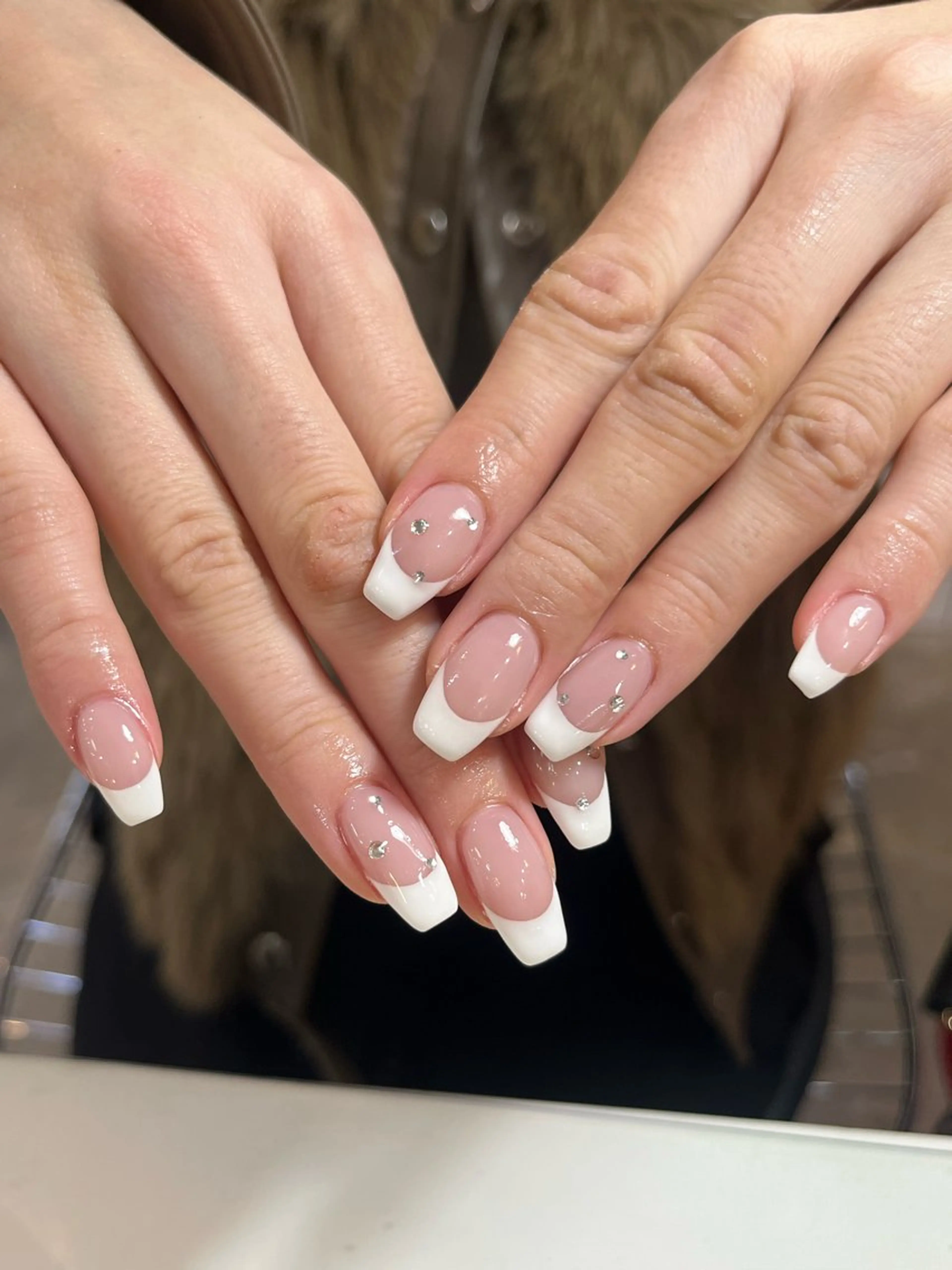 🩷【Hand】ジェルオフなし 白フレンチ(テストモデル⚠️お爪の長さ5ミリ以上ある方限定)の写真