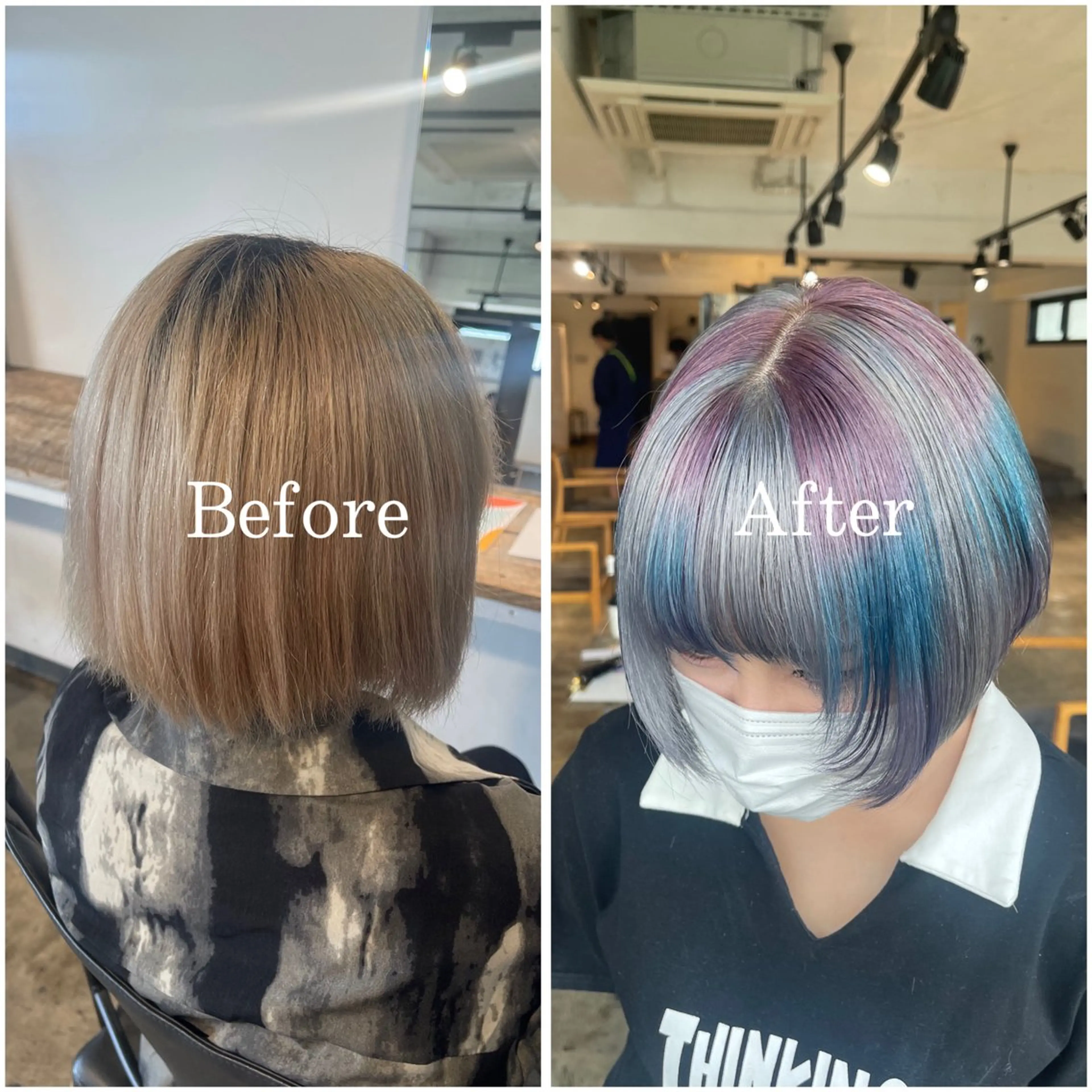 ショート カラー ブリーチ デザインカラー ハイトーンカラー ムラ修正/ ハイトーン💖Riaのヘアスタイル