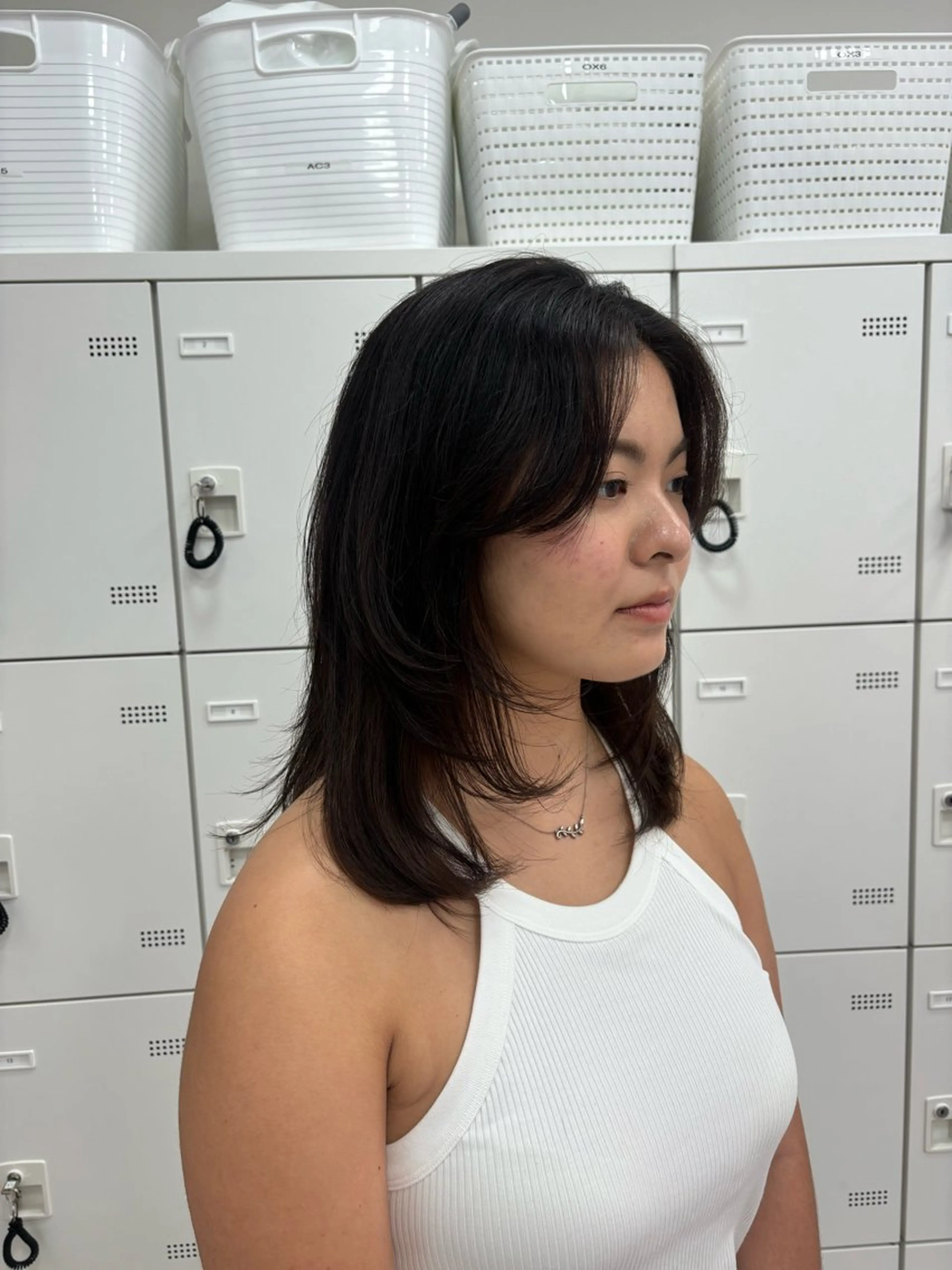 ミディアム カラー カット トリートメント ヘッドスパ ヘアセット 表参道ハッシュカット レイヤー/リノンのヘアスタイル